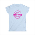 Women's Tee — "I've Survived Too Many Storms to Be Bothered by Raindrops" Inspirational Pink Graphic by Printify