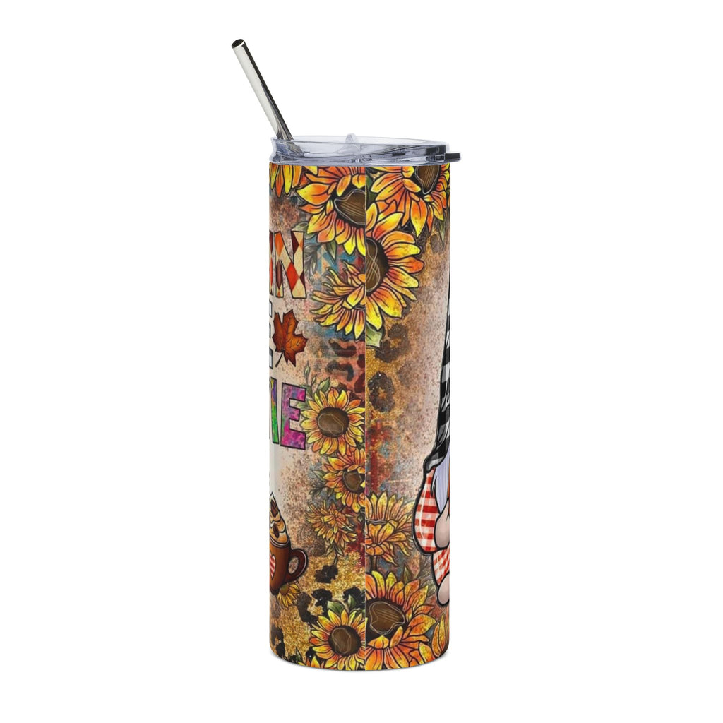 Pumpkin Spice Junkie 20oz Stainless Steel Tumbler — Fall Gnome Coffee Cup by Printify