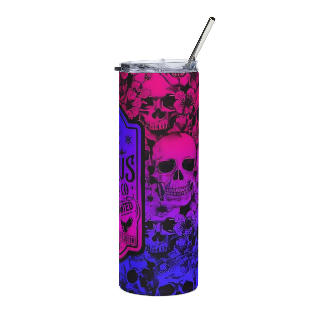 Hocus Pocus Co. 20oz Stainless Steel Tumbler – Neon Skull Witch Vibes by Printify