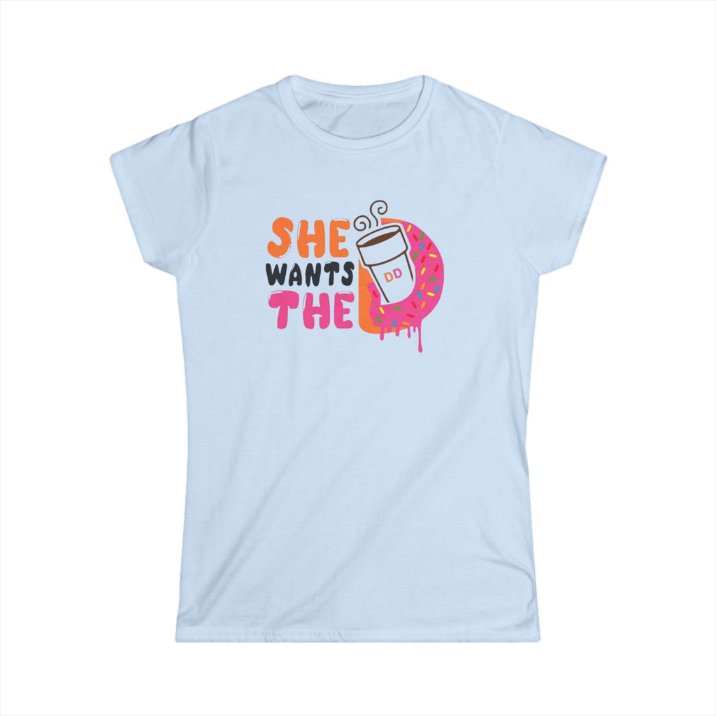 She Wants The Donut Tee — Funny Coffee & Donut Graphic Women's Shirt by Printify