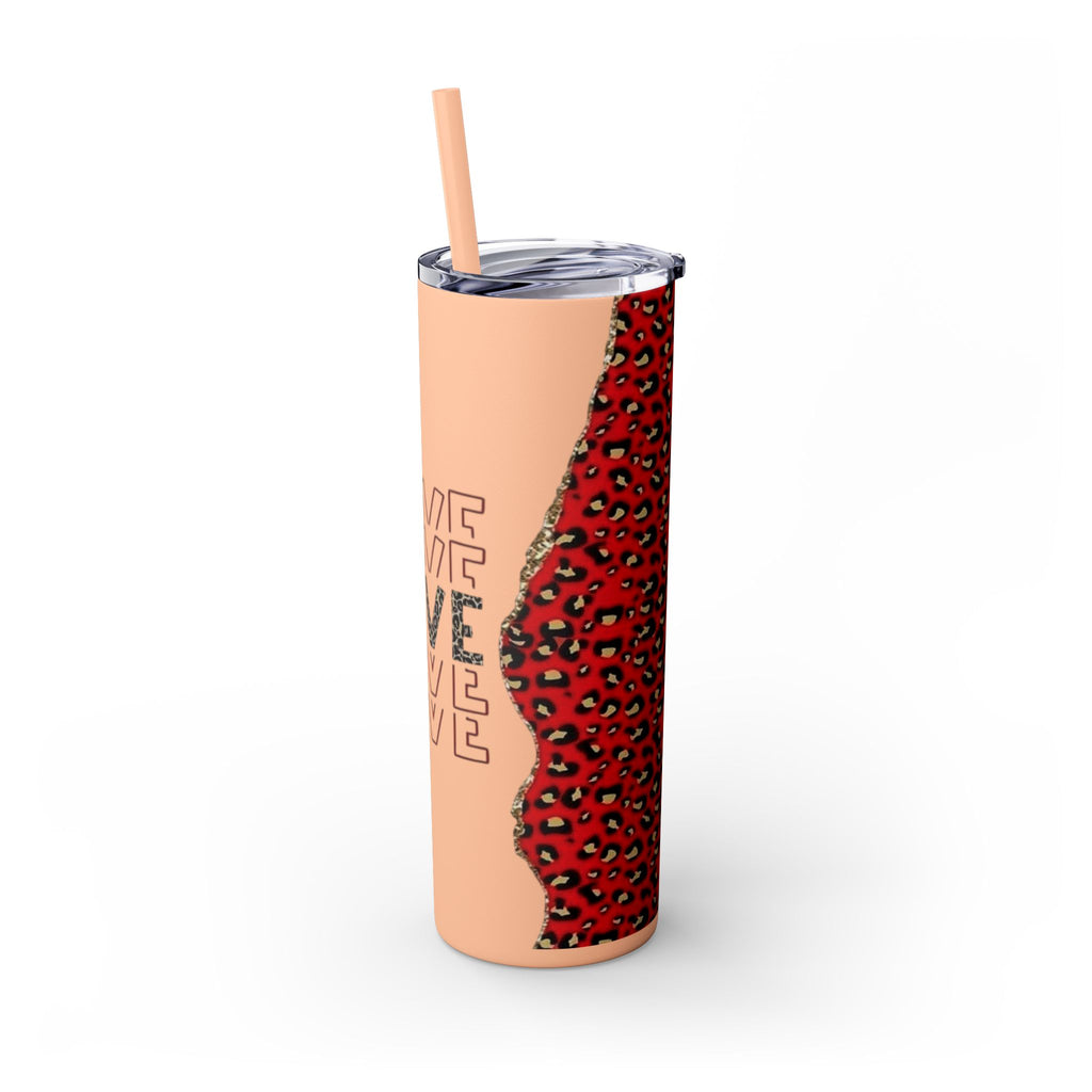 Love love Skinny Tumbler with Straw, 20oz by Printify