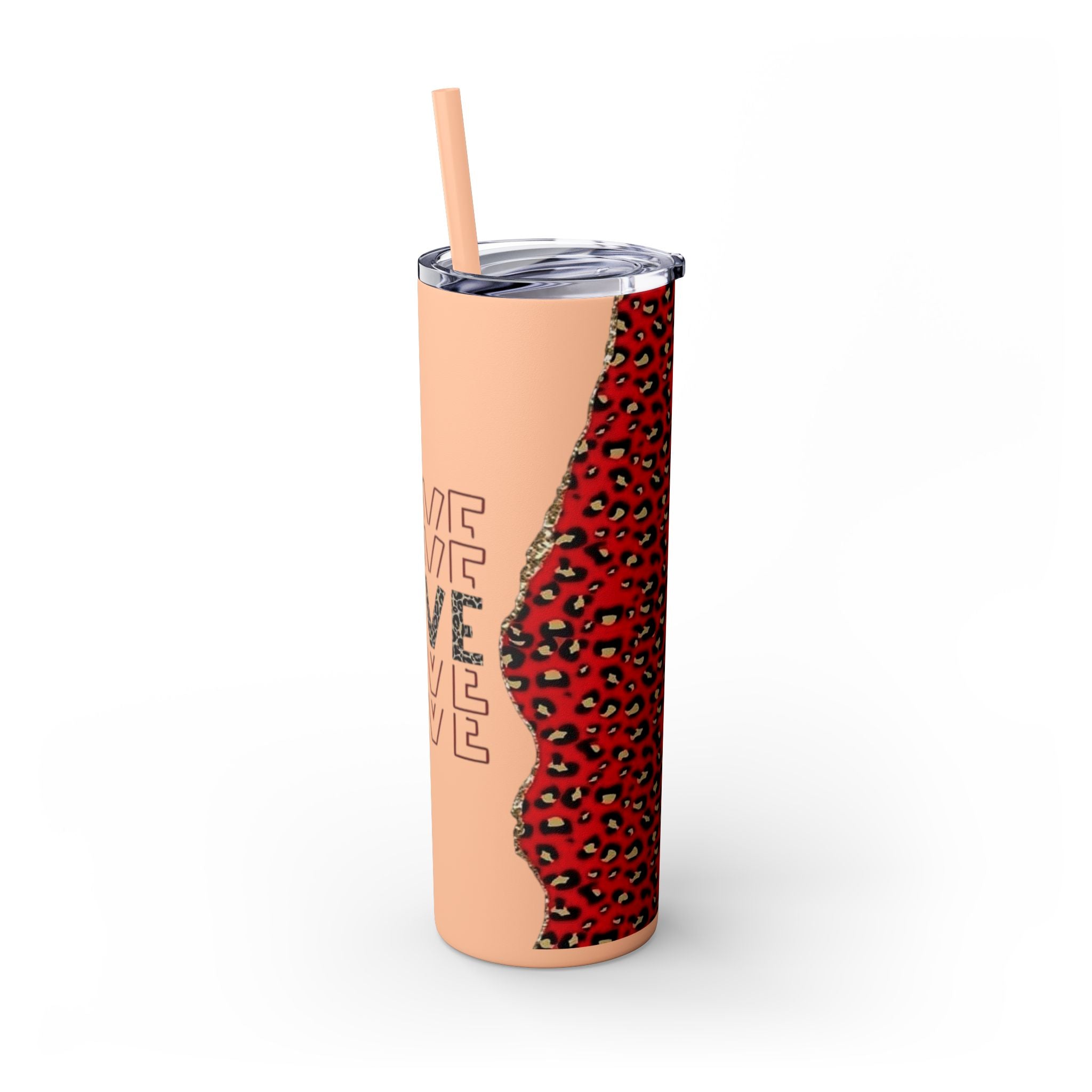 Love love Skinny Tumbler with Straw, 20oz by Printify