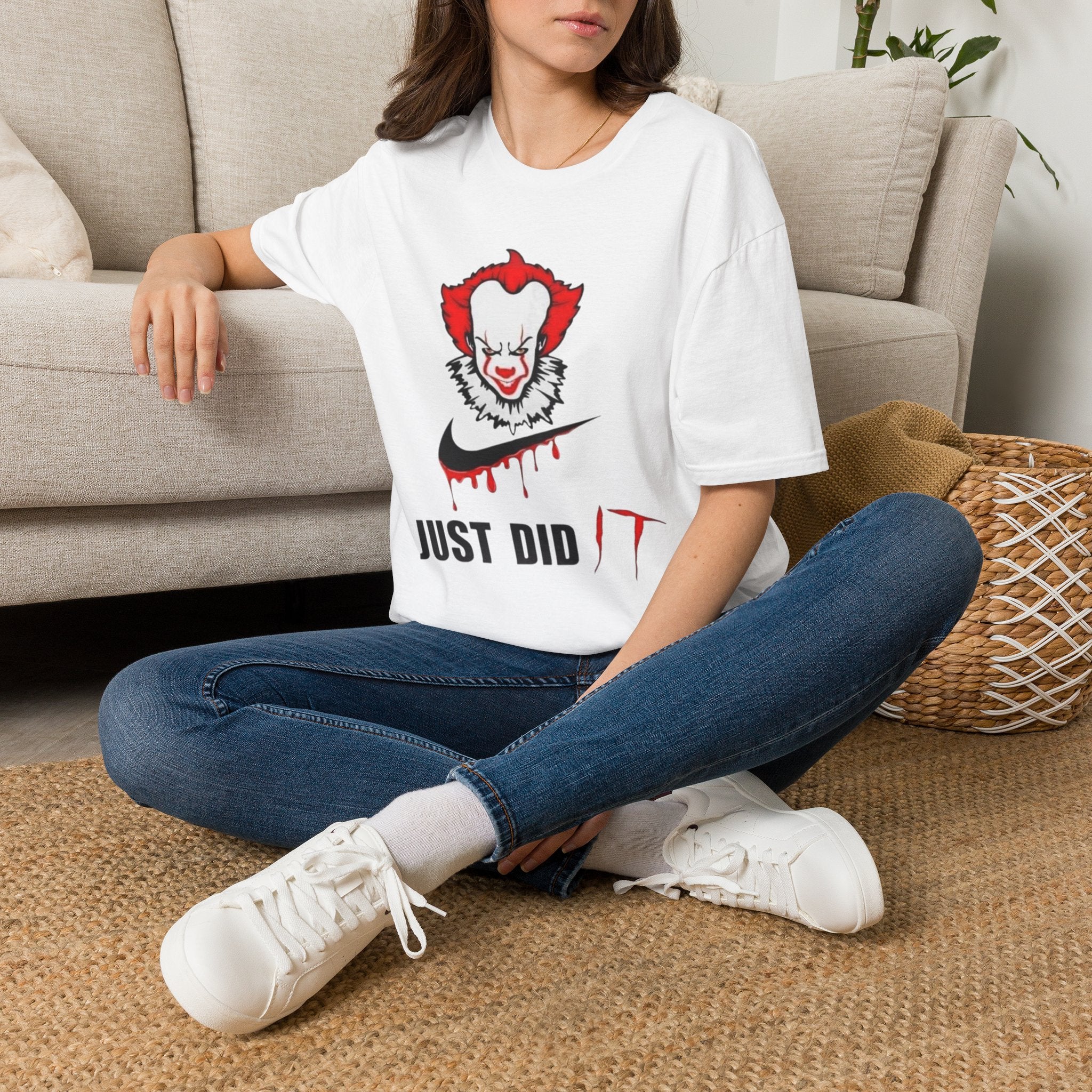 Horror Clown Graphic T-Shirt — “Just Did” Creepy Pennywise-Inspired Tee by Printify