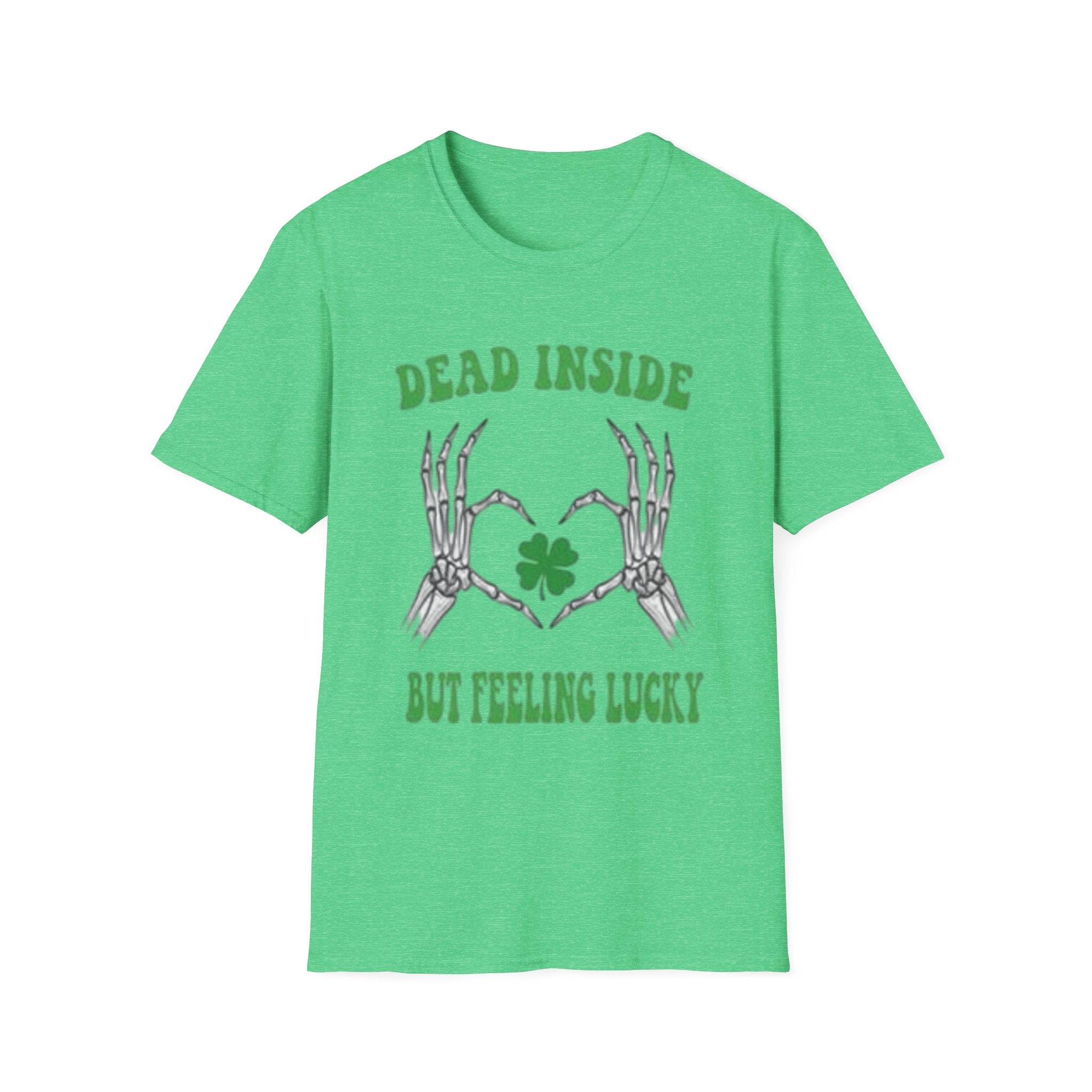 Dead Inside But Feeling Lucky T-Shirt — St. Patrick's Shamrock Tee by Printify
