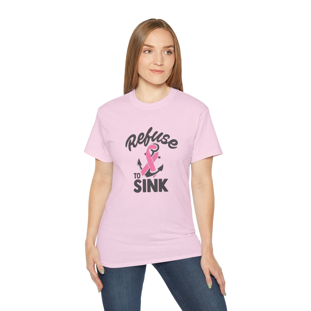 Refuse to Sink Anchor Breast Cancer Awareness T-Shirt by Printify