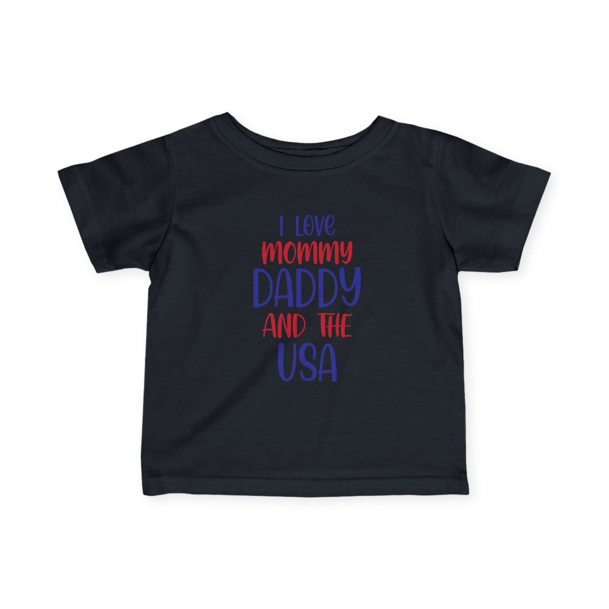Infant USA Love Tee, Baby T-Shirt, Cute Baby Clothes, USA Holiday Outfit, Father's Day Gift, Family Celebration Shirt by Printify