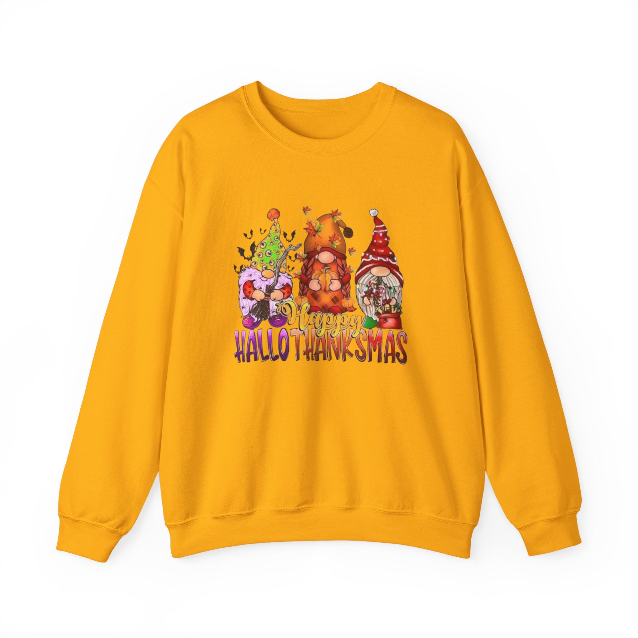 Festive Crewneck Sweatshirt - Hallo Thank-Smas Design, Fall Apparel, Winter Wardrobe Essential, Holiday Gift, Cozy Casual Wear by Printify