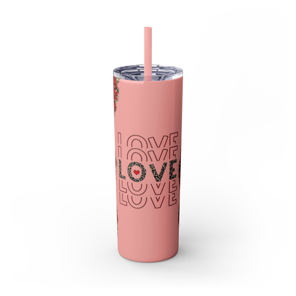 Love love Skinny Tumbler with Straw, 20oz by Printify