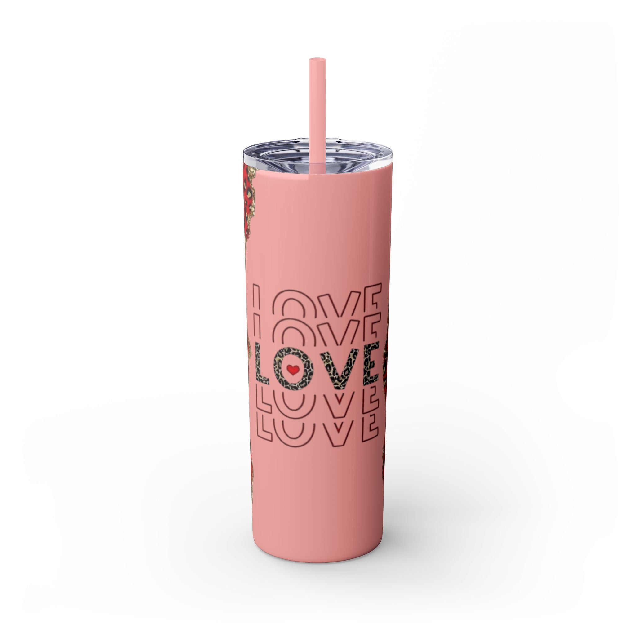 Love love Skinny Tumbler with Straw, 20oz by Printify