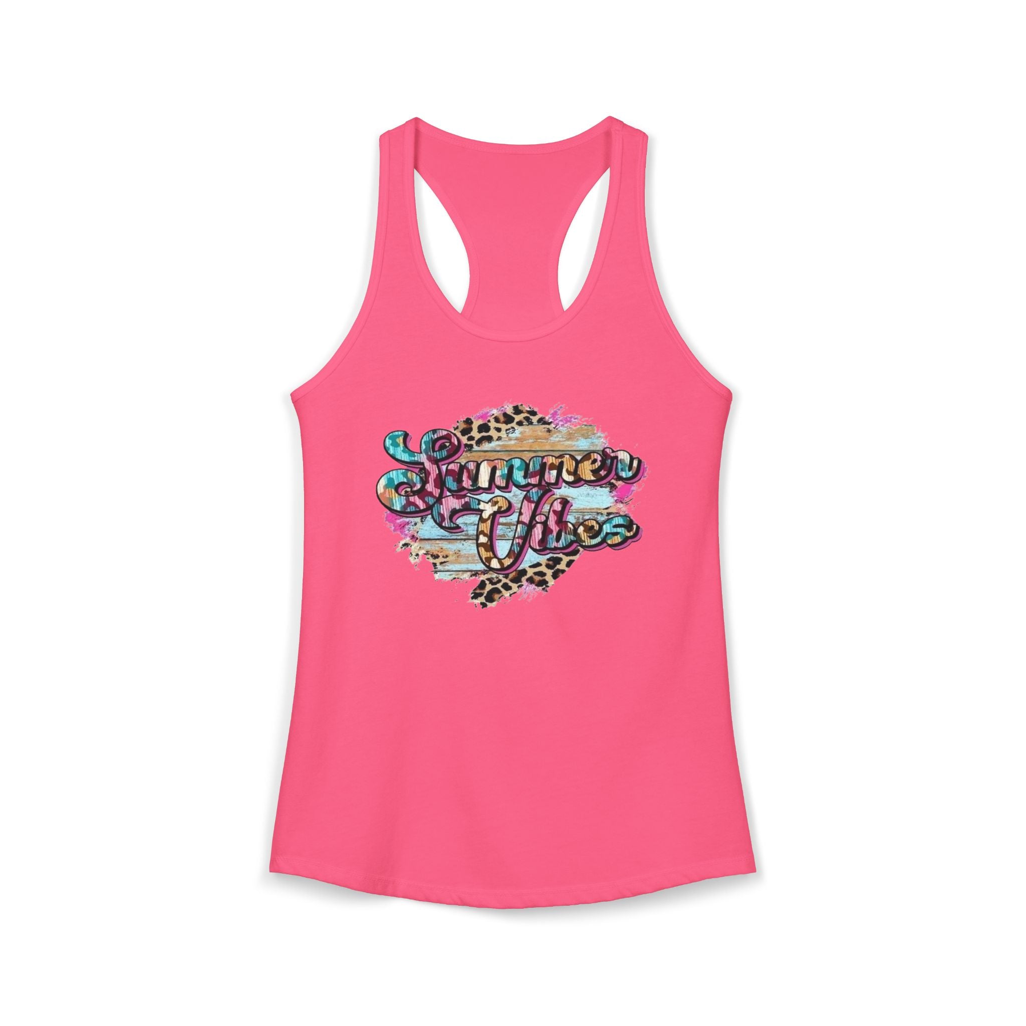 Summer Vibes Racerback Tank Top - Cute Summer Shirt, Beach Outfit, Comfortable Activewear, Gift for Vacation, Pool Party Top by Printify