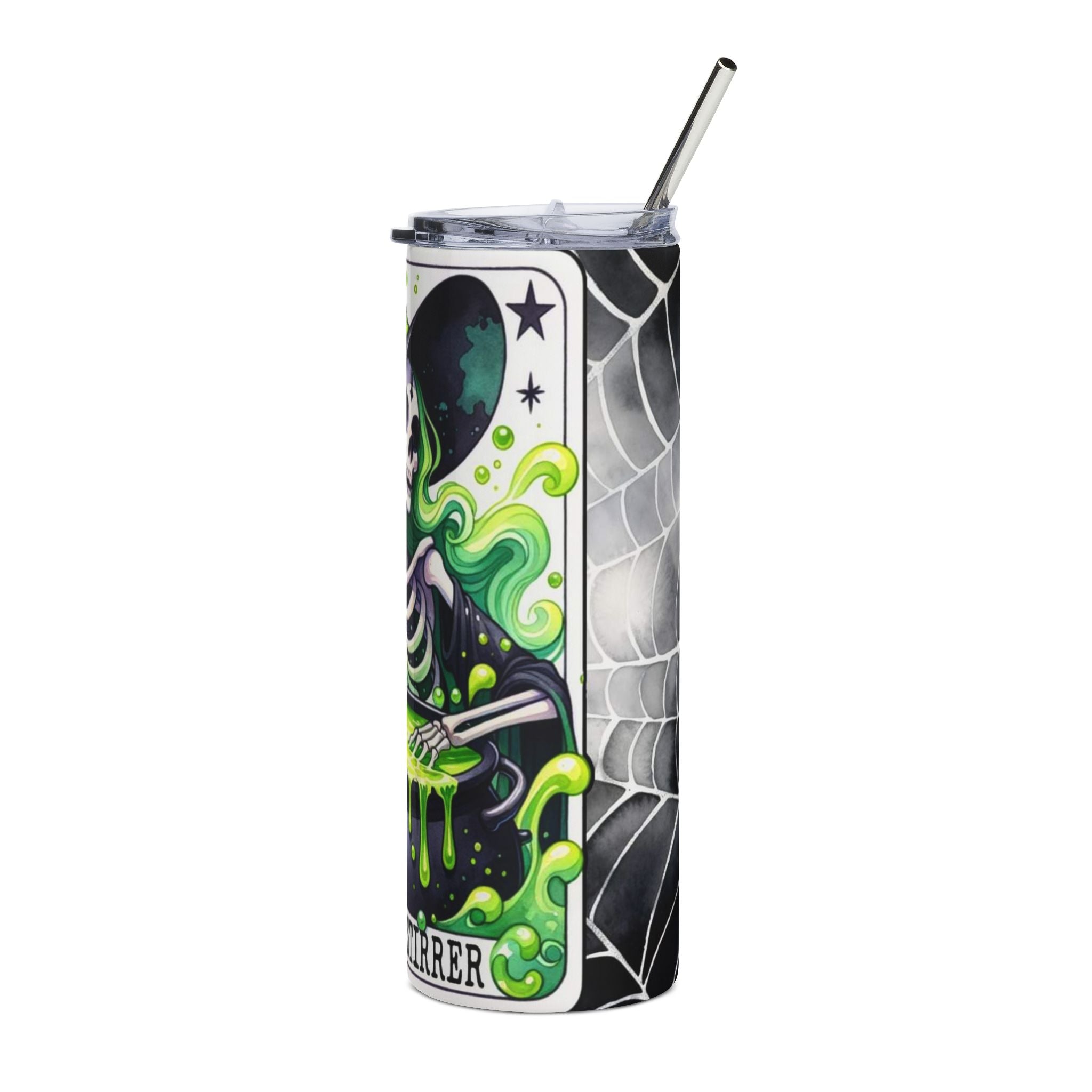 Witchy Skeleton 20oz Stainless Tumbler — 'The Shit Stirred' Halloween Travel Cup by Printify