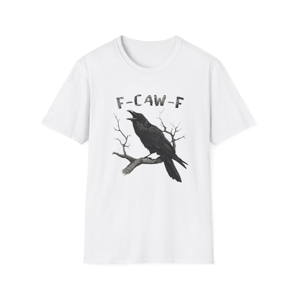 F-CAW-F Crow Graphic T-Shirt | Raven Illustration, Gothic Bird Tee by Printify