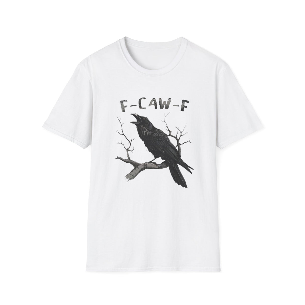 F-CAW-F Crow Graphic T-Shirt | Raven Illustration, Gothic Bird Tee by Printify