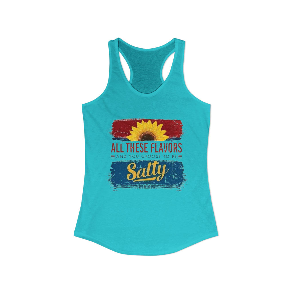 Salty Flavors Racerback Tank Top, Casual Summer Shirt, Beach Wear, Gift for Friends, Fun Party Top, Outdoor Activities by Printify