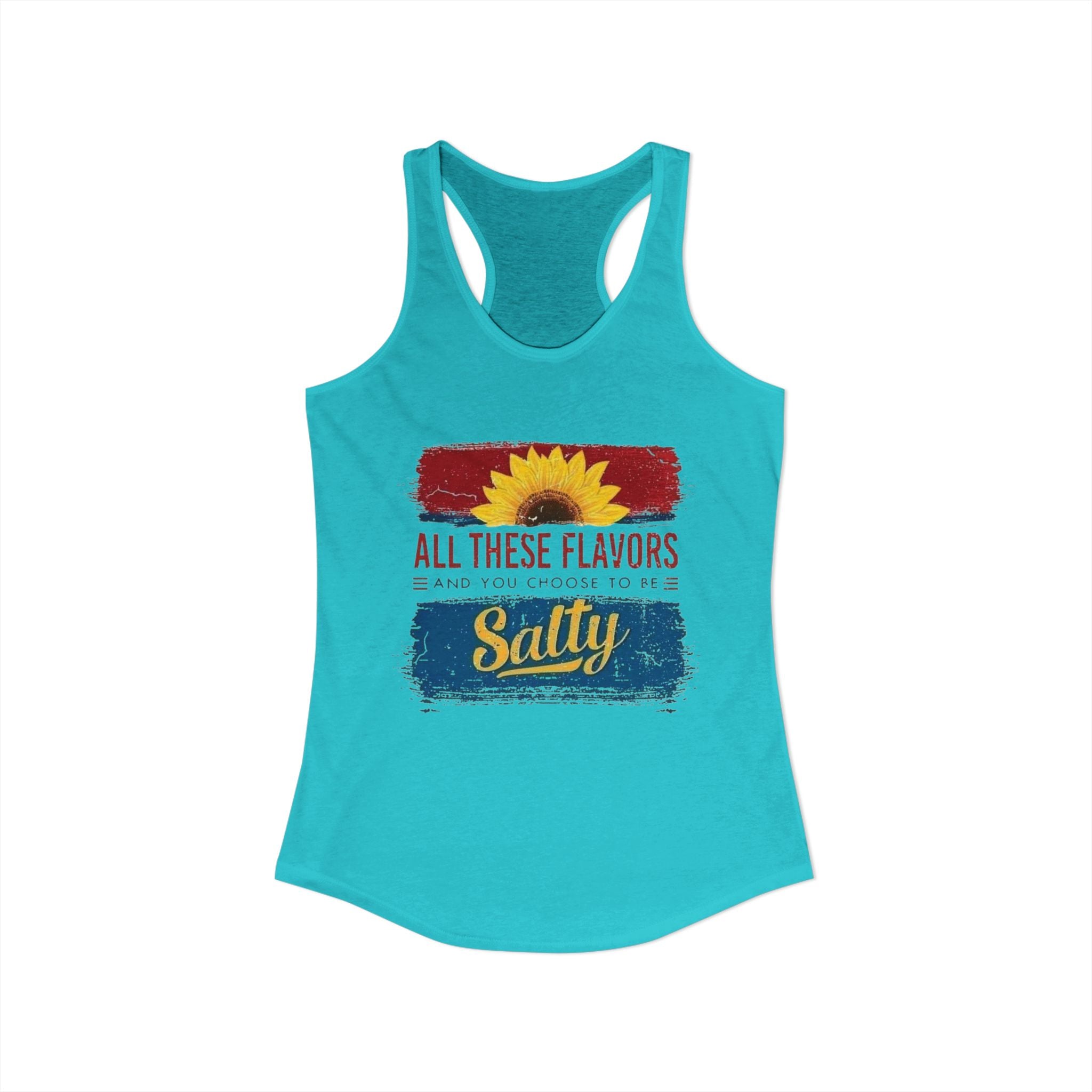 Salty Flavors Racerback Tank Top, Casual Summer Shirt, Beach Wear, Gift for Friends, Fun Party Top, Outdoor Activities by Printify