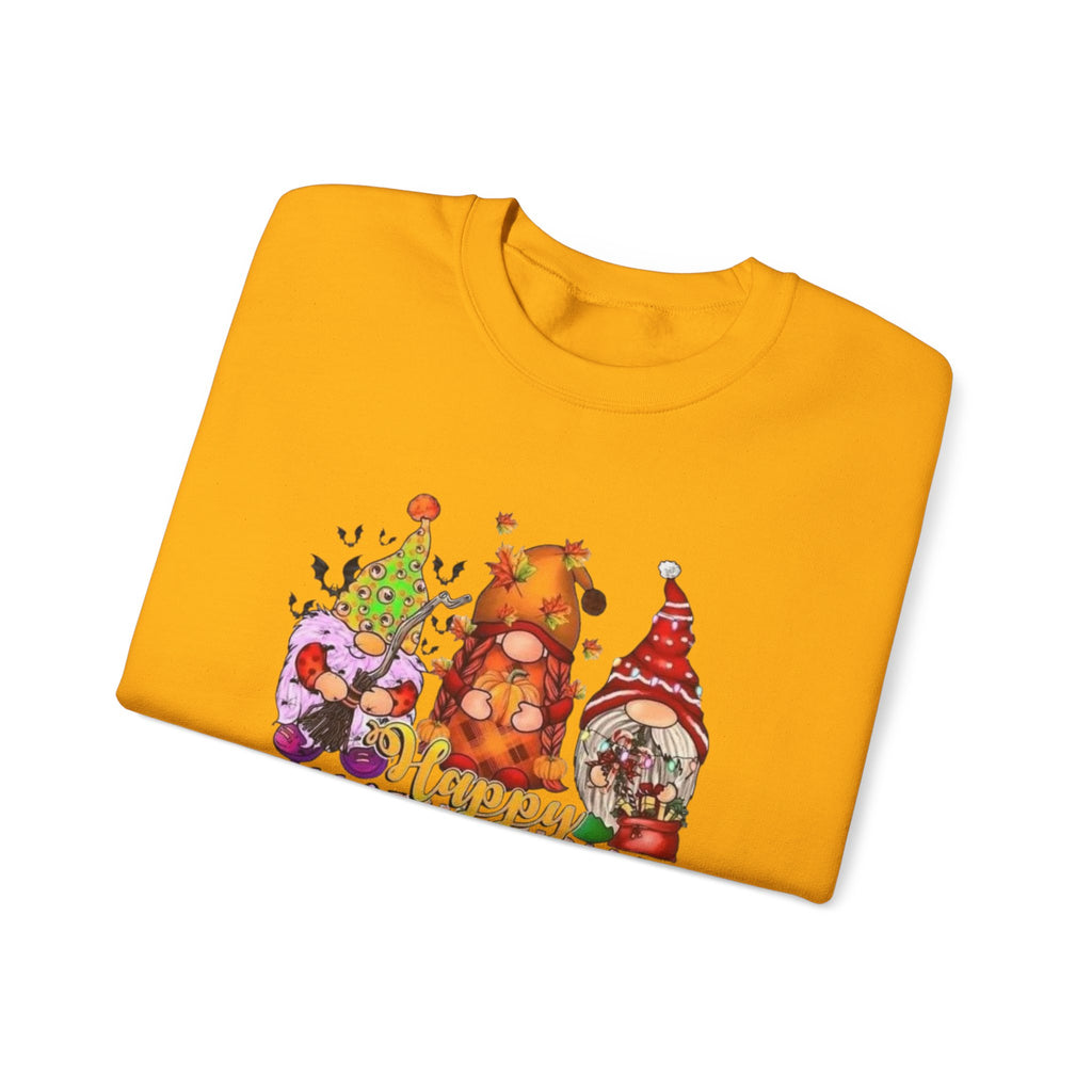 Festive Crewneck Sweatshirt - Hallo Thank-Smas Design, Fall Apparel, Winter Wardrobe Essential, Holiday Gift, Cozy Casual Wear by Printify