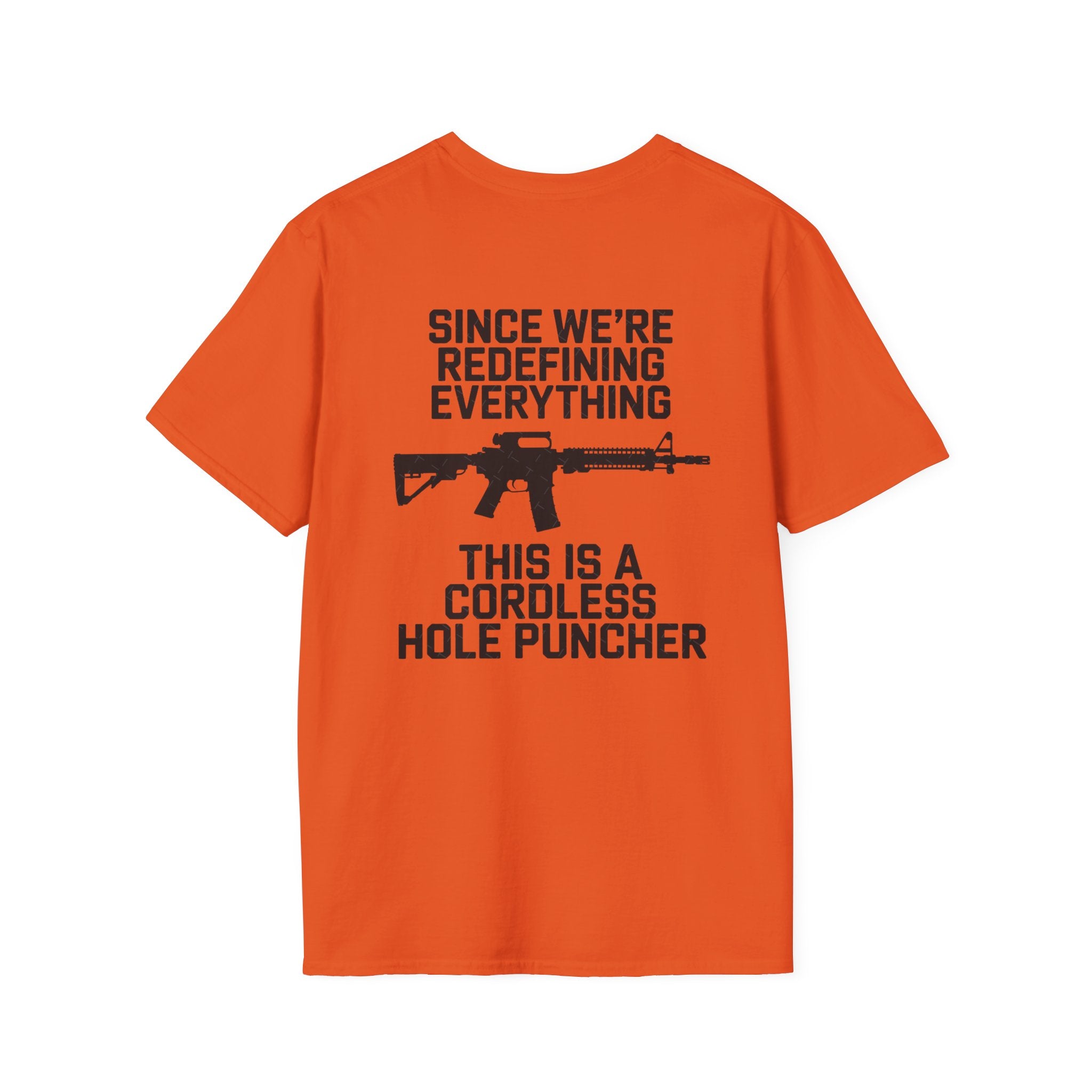 T-Shirt — 'Redefining' Rifle Graphic Pocket Tee by Printify
