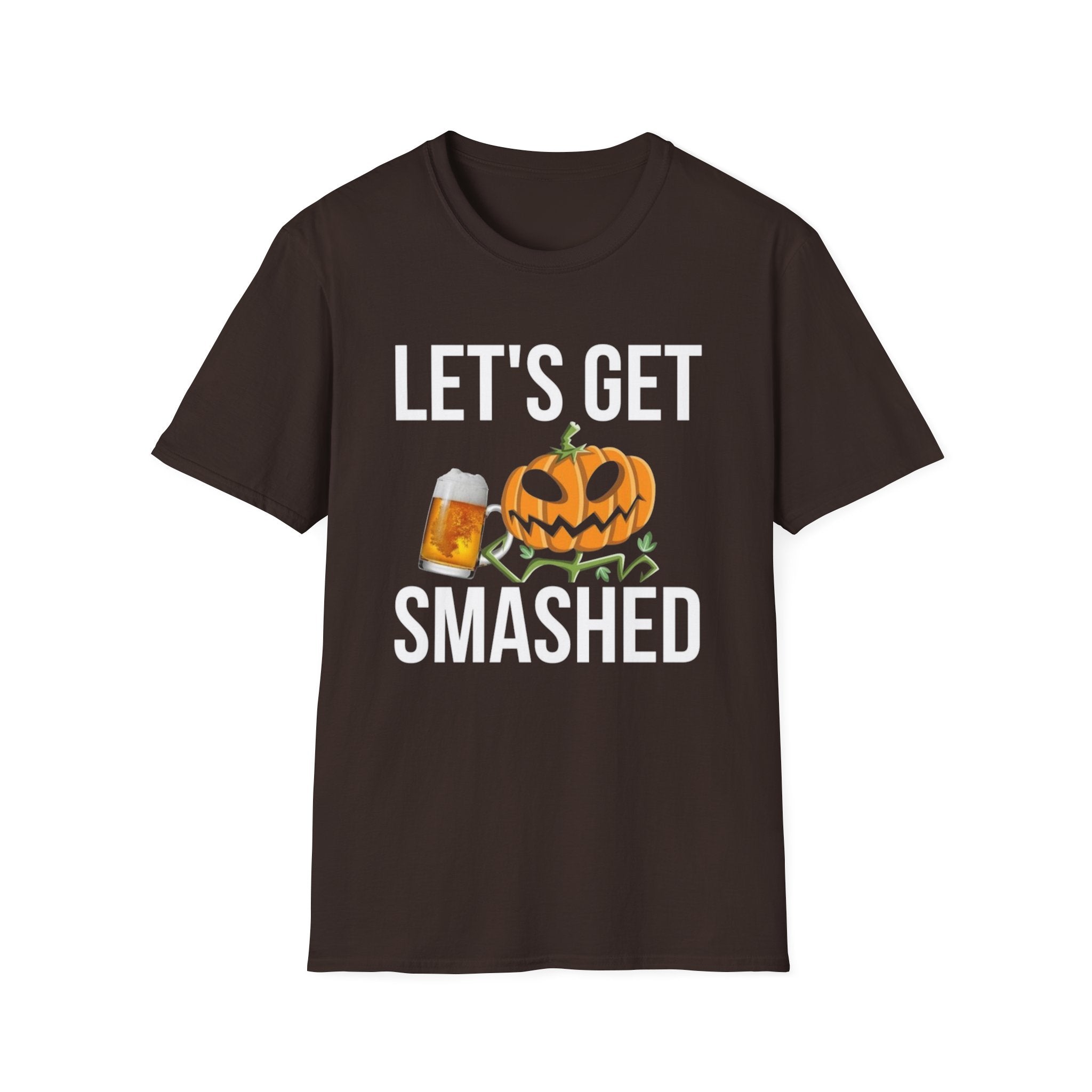 Halloween "Let's Get Smashed" T-Shirt — Pumpkin & Beer Party Tee by Printify