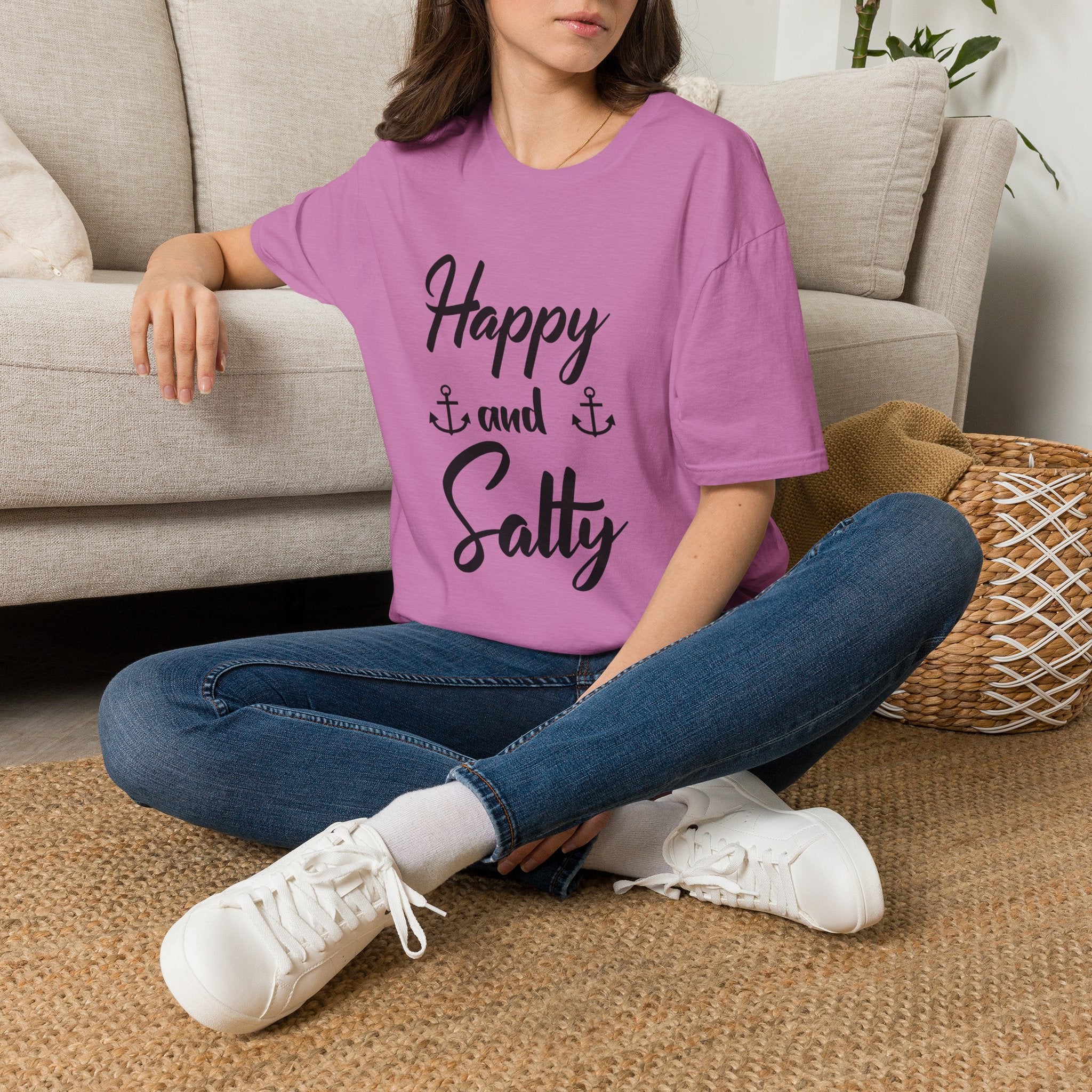 Happy and Salty T-Shirt — Nautical Anchor Graphic Tee by Printify