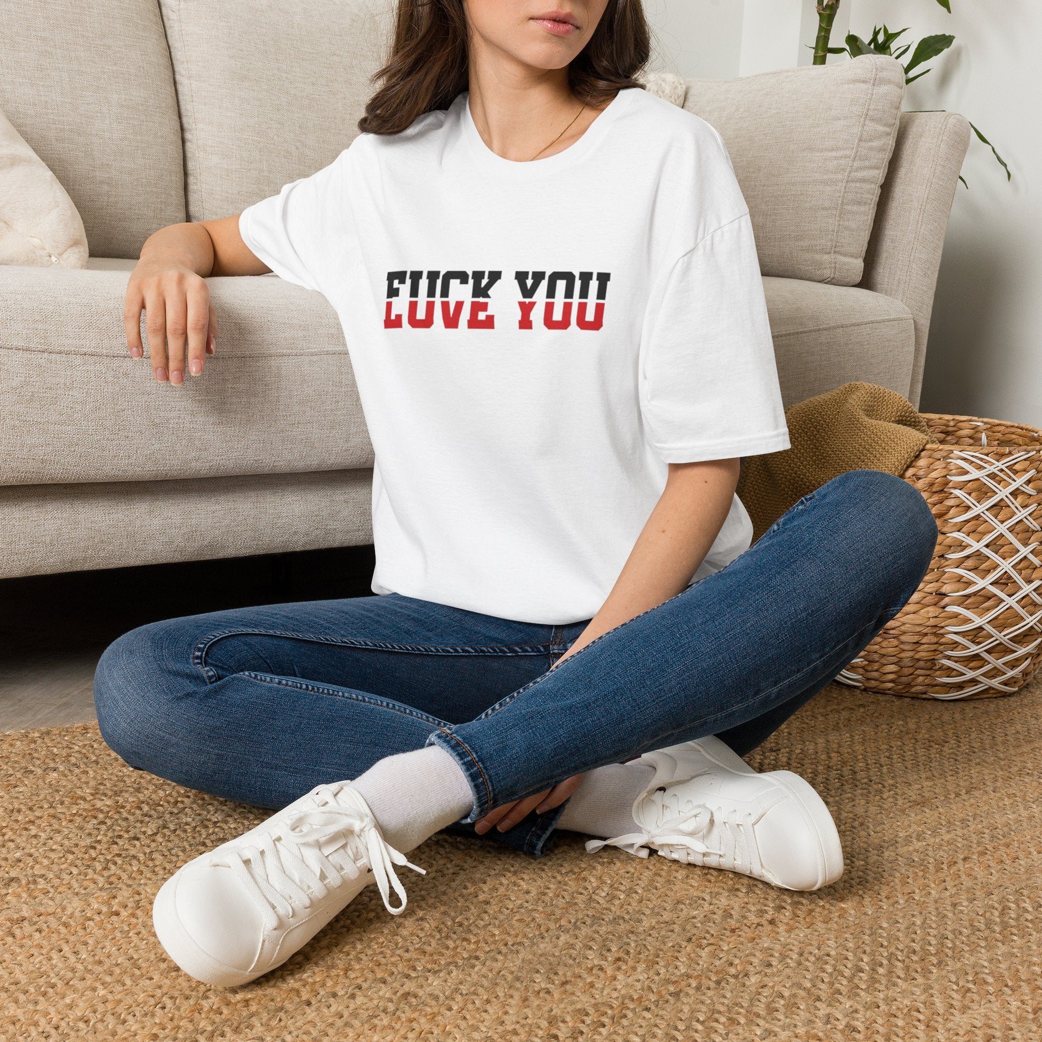 Graphic Tee — 'F*** You / Love You' Double-Message T-Shirt by Printify