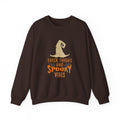 Spooky Vibes Sweatshirt — "Thick Thighs and Spooky Vibes" Halloween Crewneck by Printify