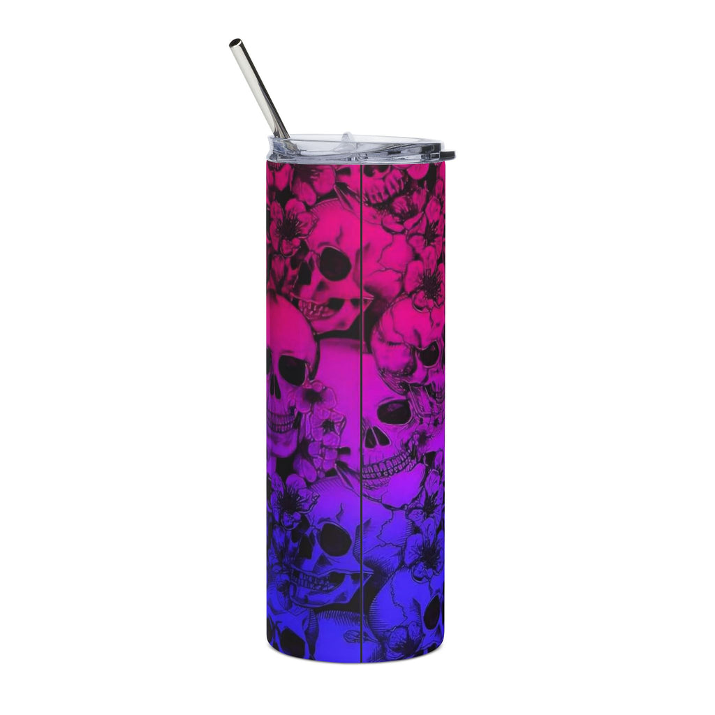 Hocus Pocus Co. 20oz Stainless Steel Tumbler – Neon Skull Witch Vibes by Printify