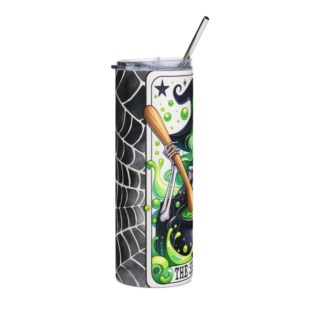 Witchy Skeleton 20oz Stainless Tumbler — 'The Shit Stirred' Halloween Travel Cup by Printify