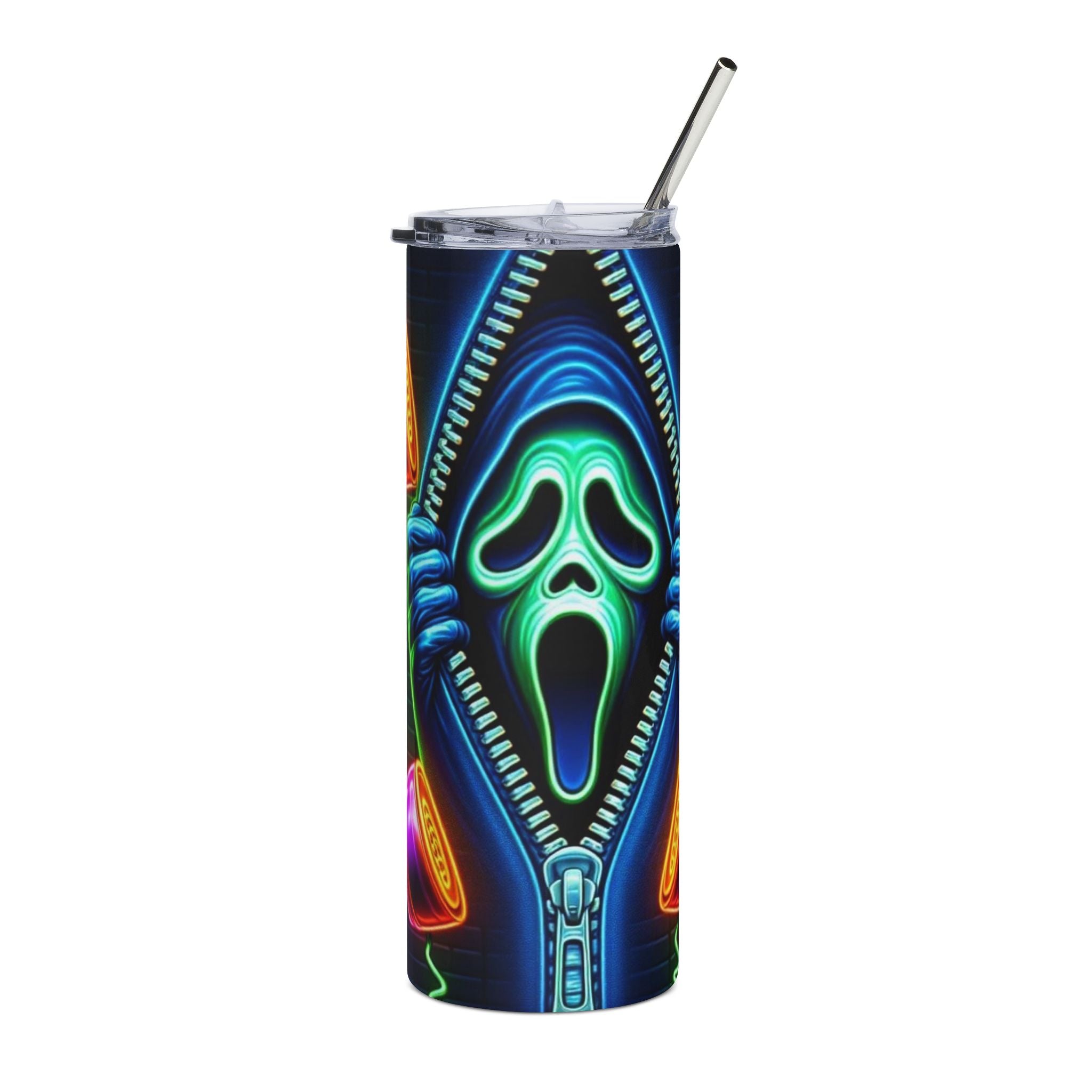 20oz Stainless Tumbler — Neon Scream & Retro Phone Design by Printify