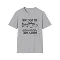 Fishing Tee — "Mine's So Big I Have To Use Two Hands" Graphic T-Shirt by Printify