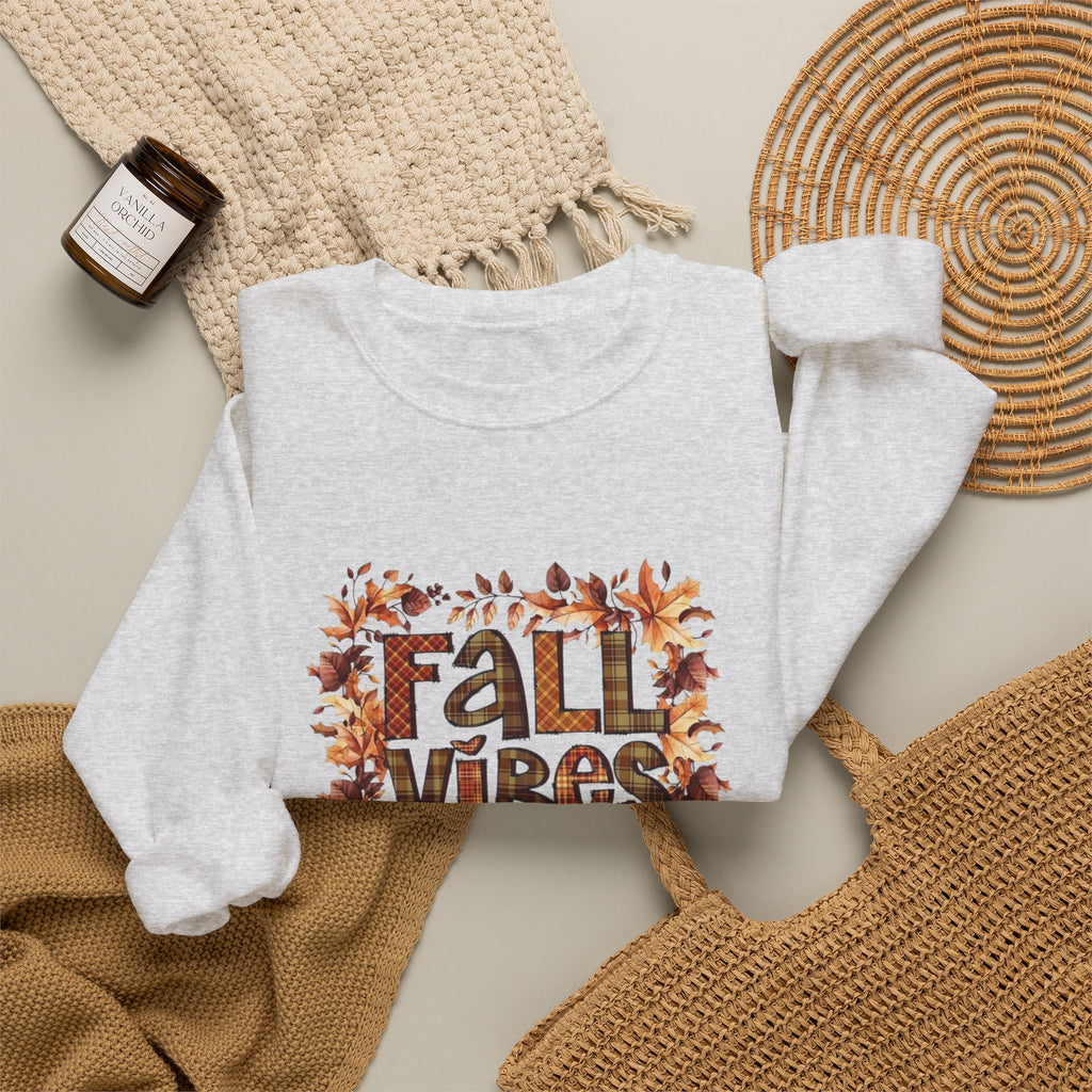 Fall Vibes Sweatshirt, Cozy Pullover, Halloween Gift, Pumpkin Crewneck, Autumn Apparel, Fall Fashion by Printify