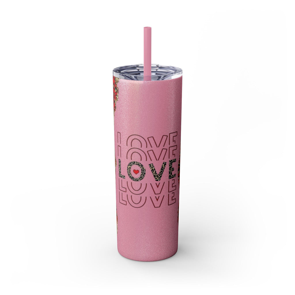 Love love Skinny Tumbler with Straw, 20oz by Printify