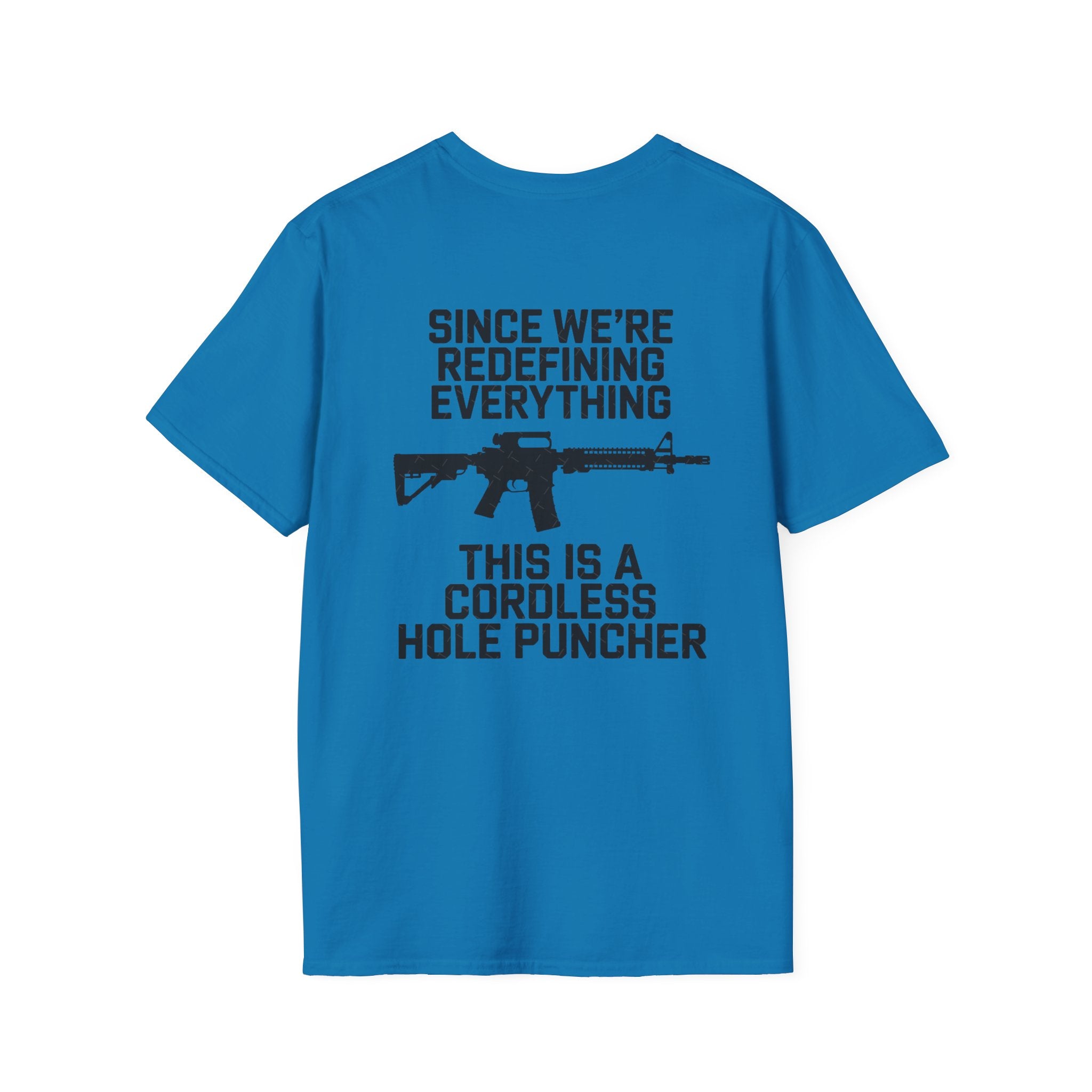 T-Shirt — 'Redefining' Rifle Graphic Pocket Tee by Printify