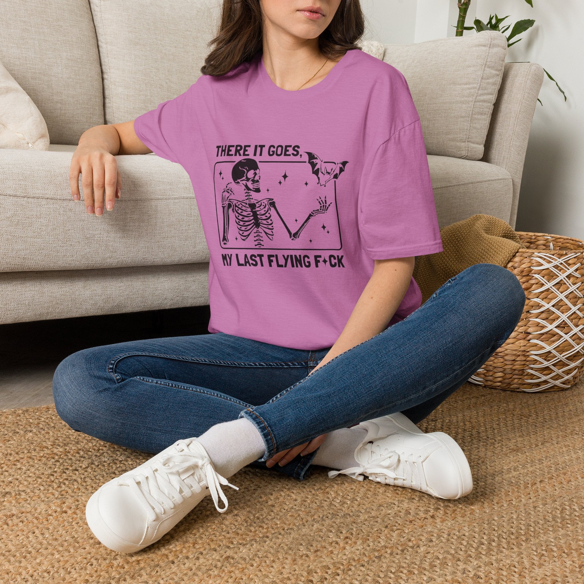 There It Goes Skeleton Tee — “My Last Flying F*ck” Graphic T‑Shirt by Printify