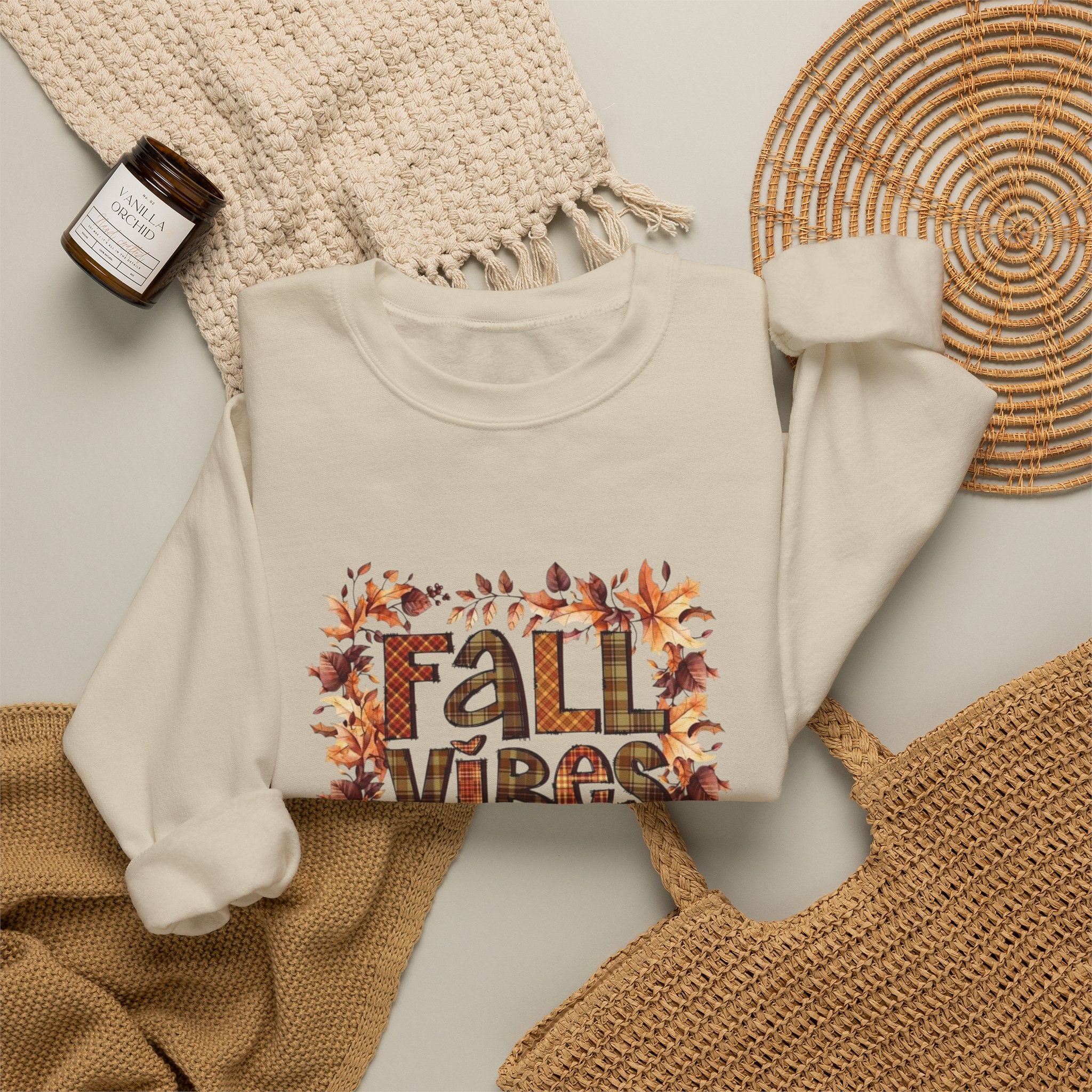 Fall Vibes Sweatshirt, Cozy Pullover, Halloween Gift, Pumpkin Crewneck, Autumn Apparel, Fall Fashion by Printify