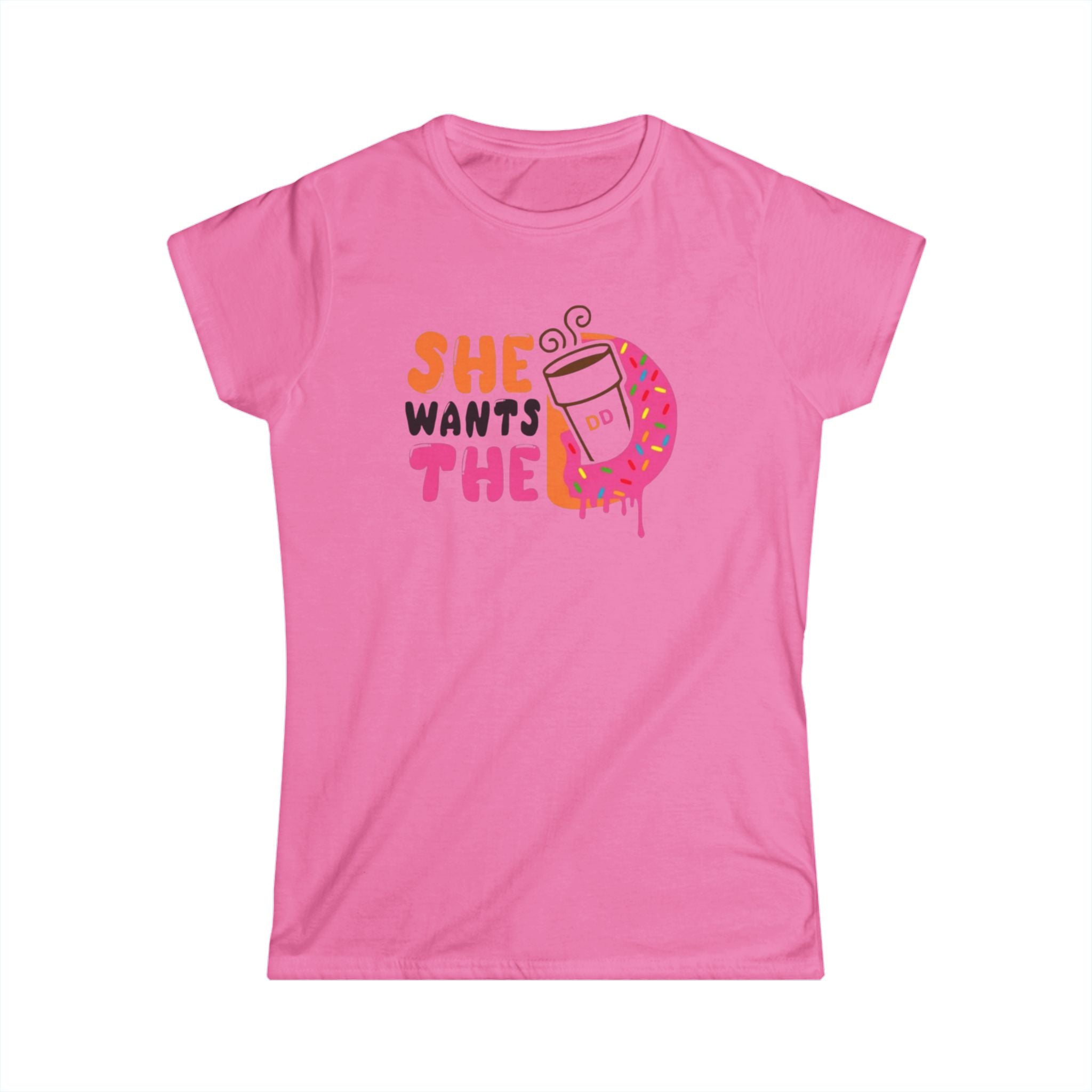 She Wants The Donut Tee — Funny Coffee & Donut Graphic Women's Shirt by Printify
