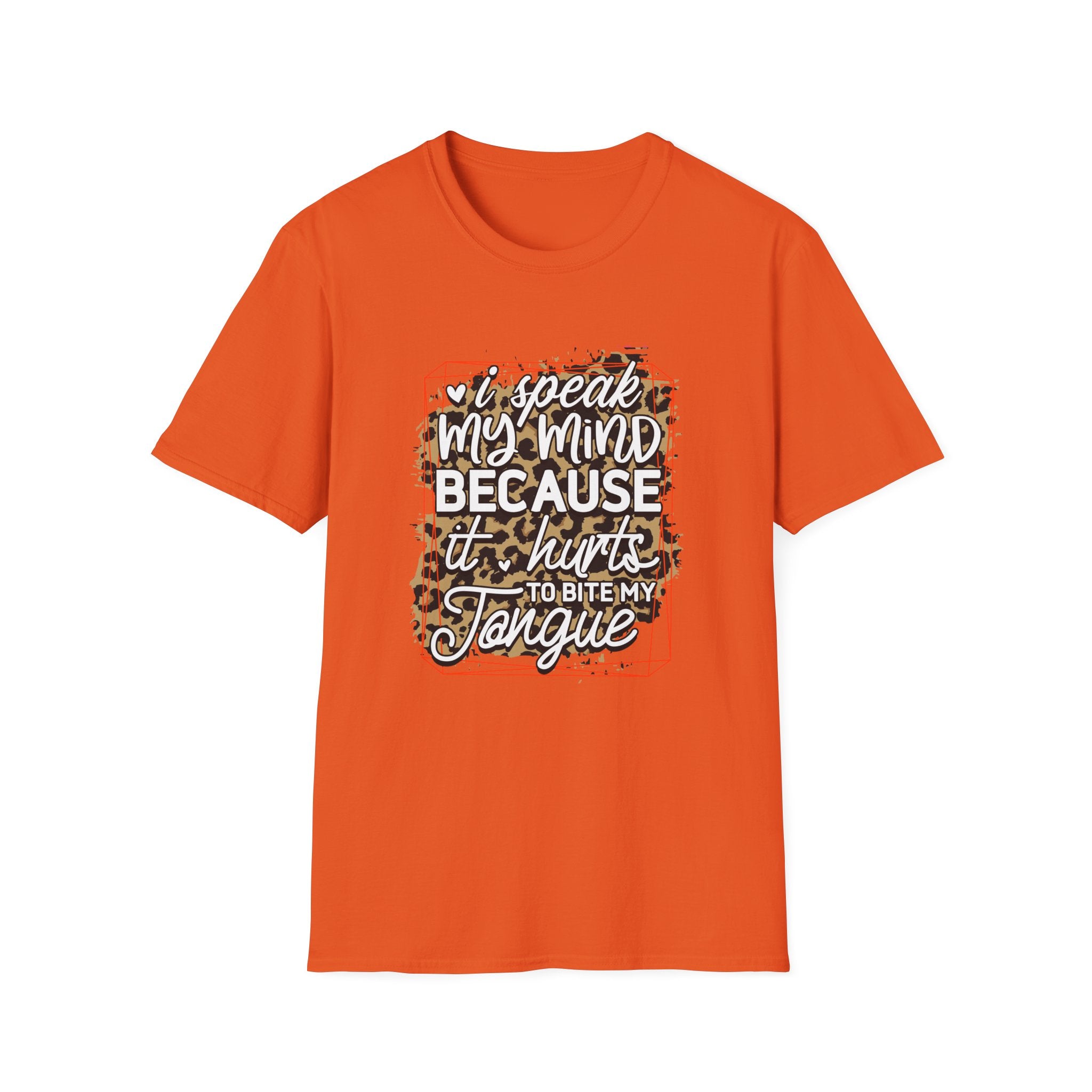 T-Shirt — “I Speak My Mind Because It Hurts to Bite My Tongue” Leopard Graphic by Printify