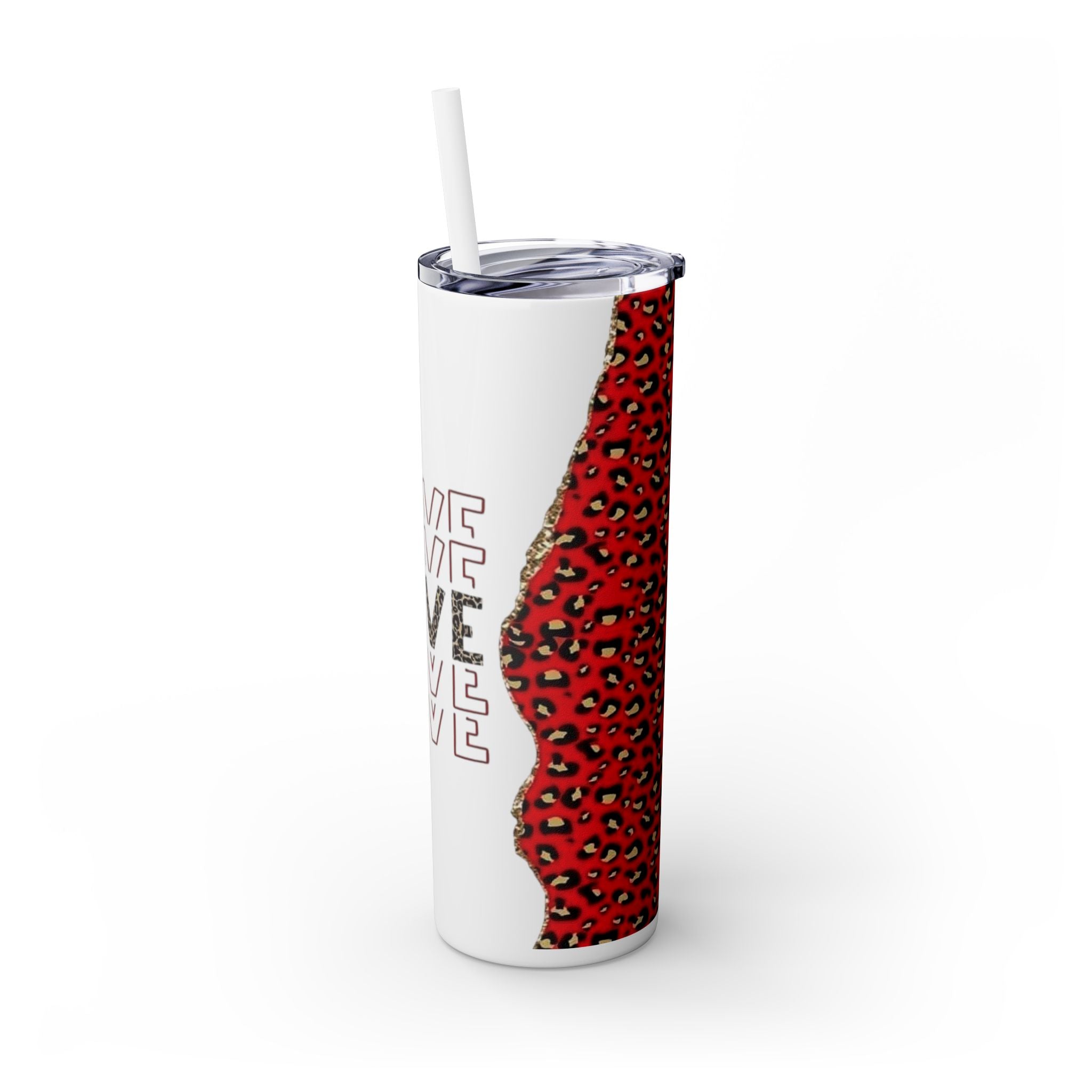 Love love Skinny Tumbler with Straw, 20oz by Printify