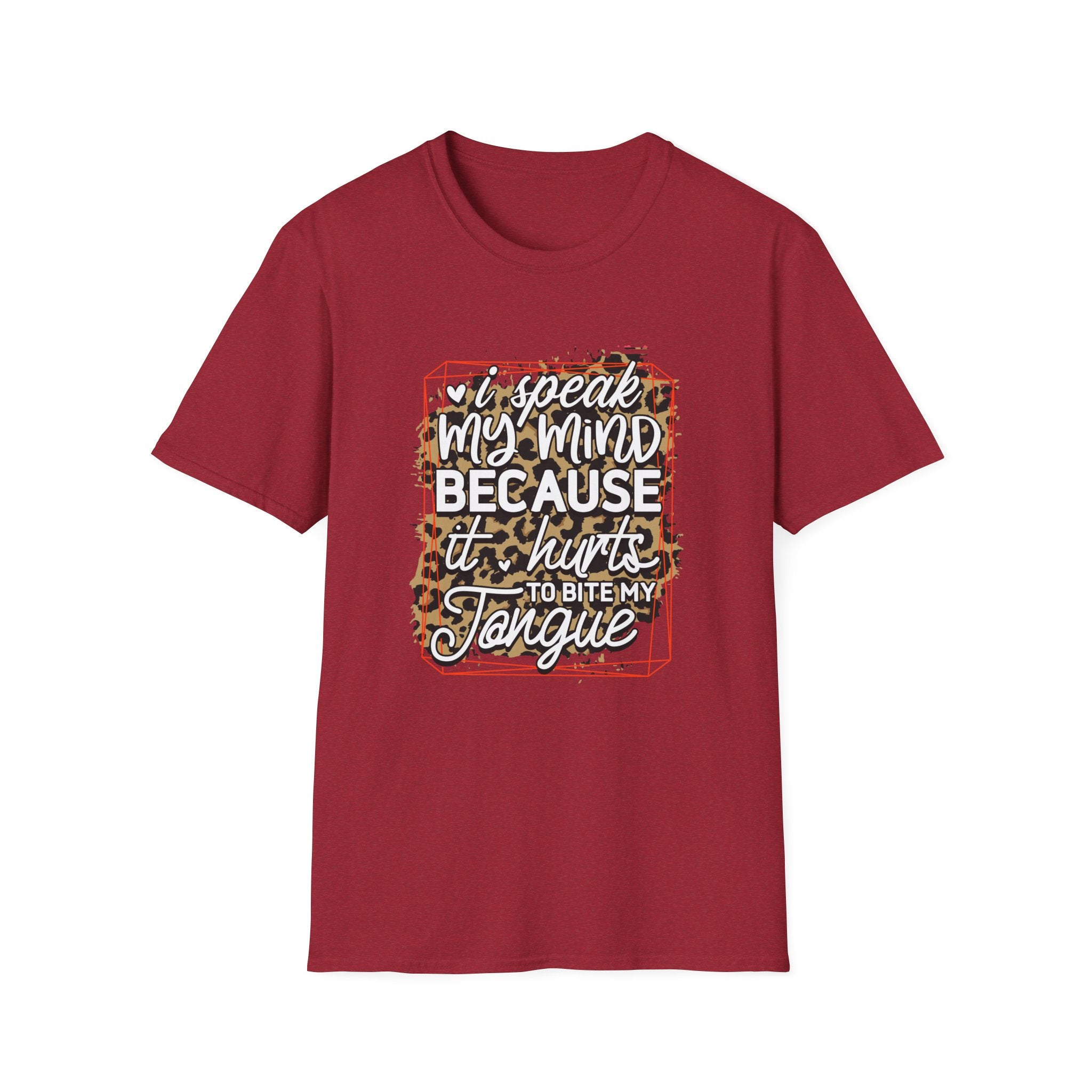 T-Shirt — “I Speak My Mind Because It Hurts to Bite My Tongue” Leopard Graphic by Printify