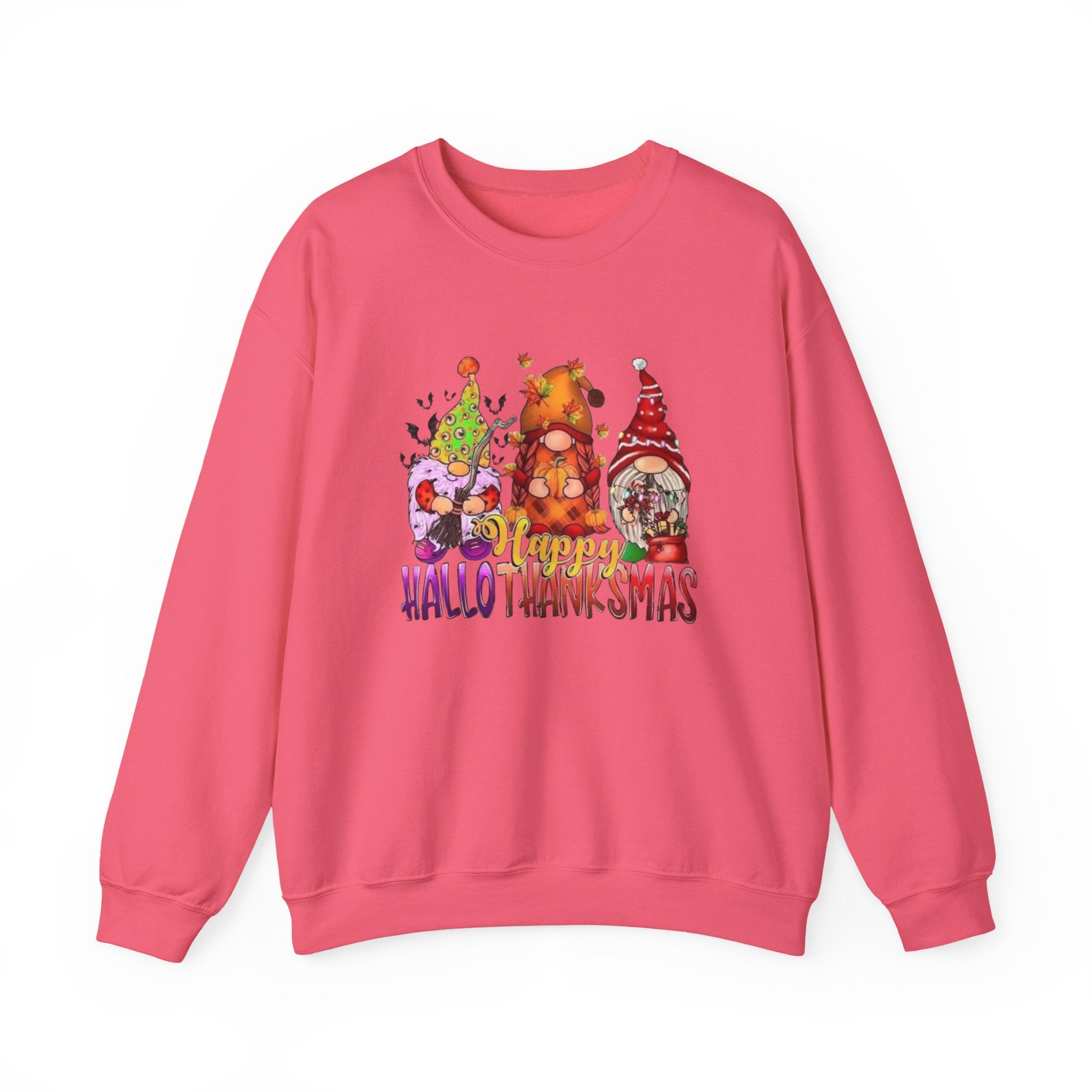 Festive Crewneck Sweatshirt - Hallo Thank-Smas Design, Fall Apparel, Winter Wardrobe Essential, Holiday Gift, Cozy Casual Wear by Printify