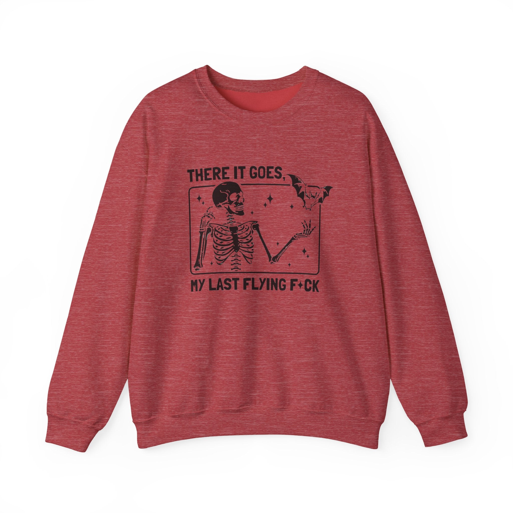 Crewneck Sweatshirt — "There It Goes, My Last Flying F*ck" Skeleton Graphic by Printify