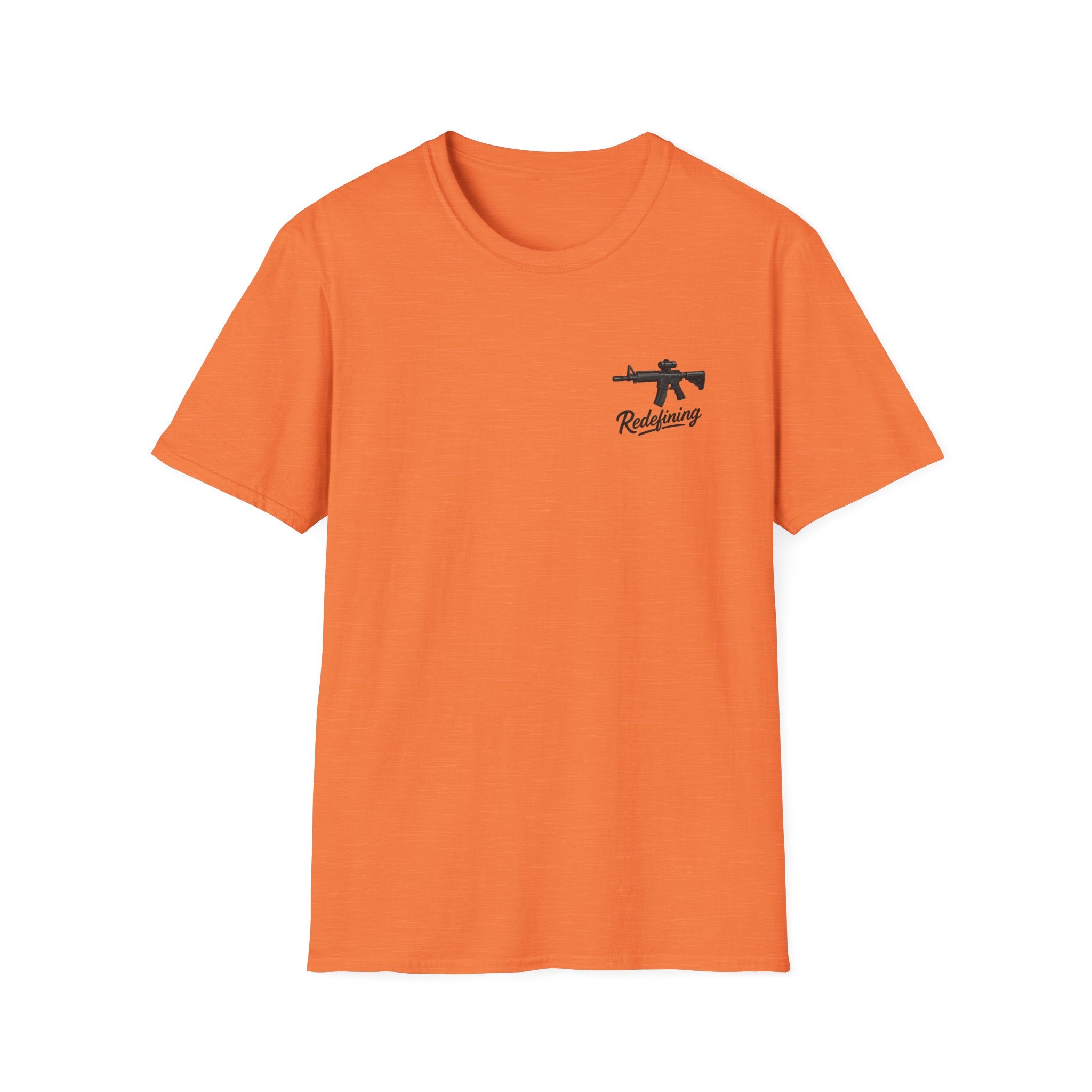 T-Shirt — 'Redefining' Rifle Graphic Pocket Tee by Printify