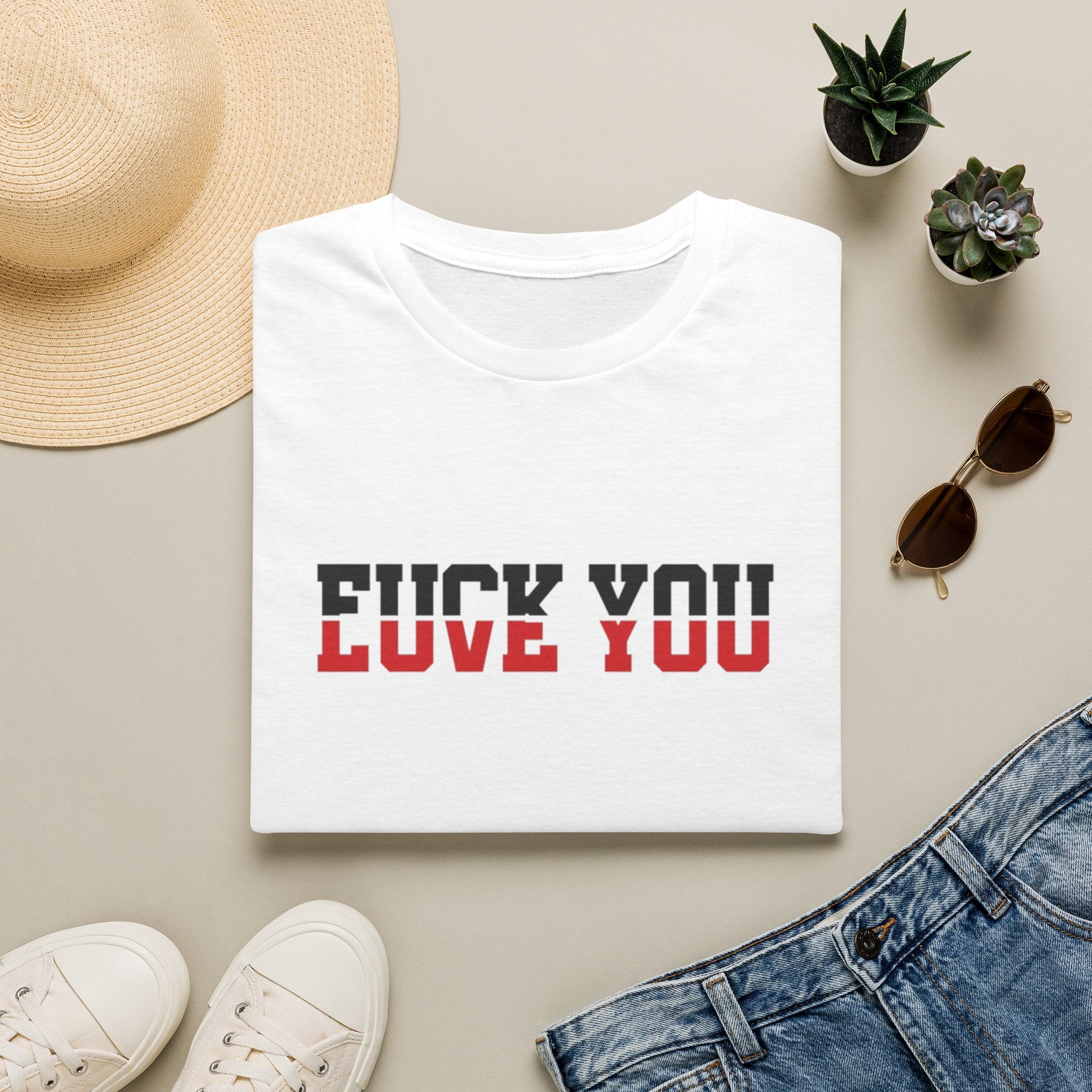 Graphic Tee — 'F*** You / Love You' Double-Message T-Shirt by Printify