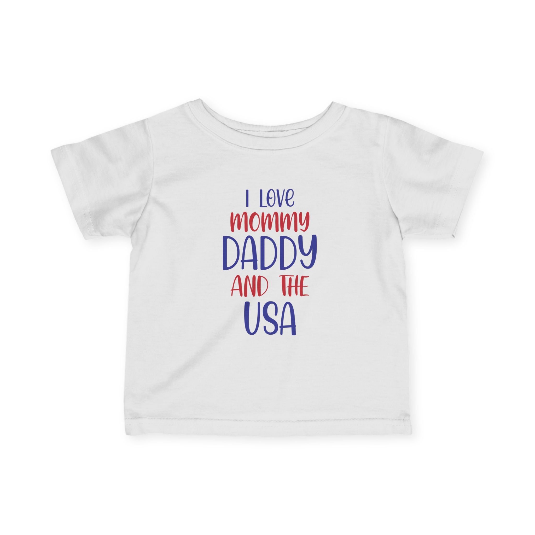 Infant USA Love Tee, Baby T-Shirt, Cute Baby Clothes, USA Holiday Outfit, Father's Day Gift, Family Celebration Shirt by Printify
