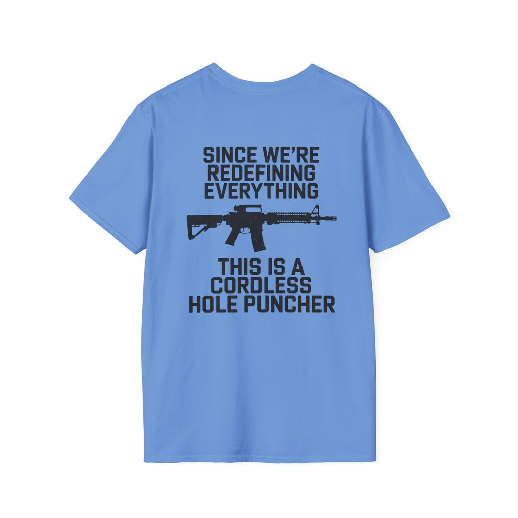 T-Shirt — 'Redefining' Rifle Graphic Pocket Tee by Printify