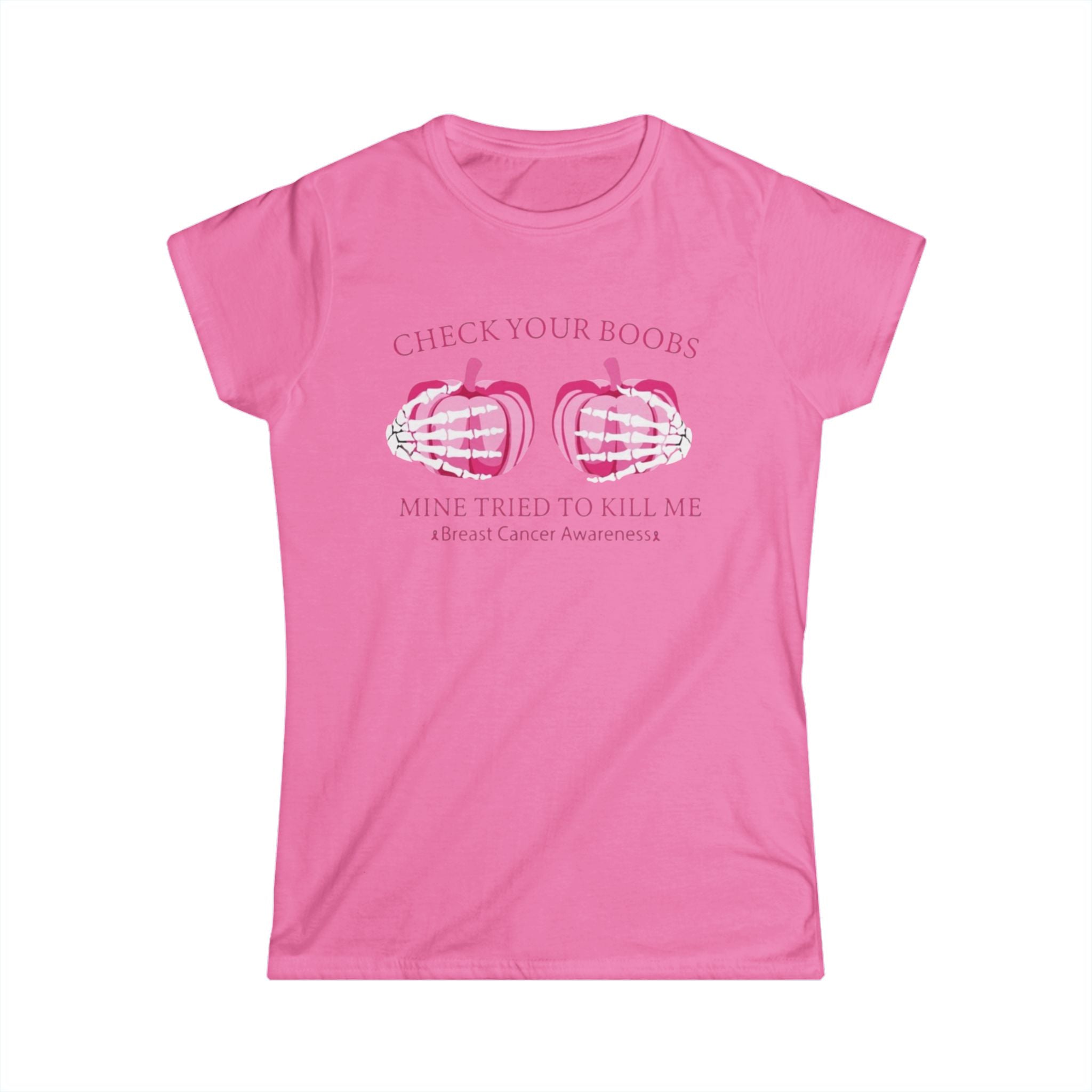 Breast Cancer Awareness Tee - Check Your Boobs T-Shirt for Women by Printify
