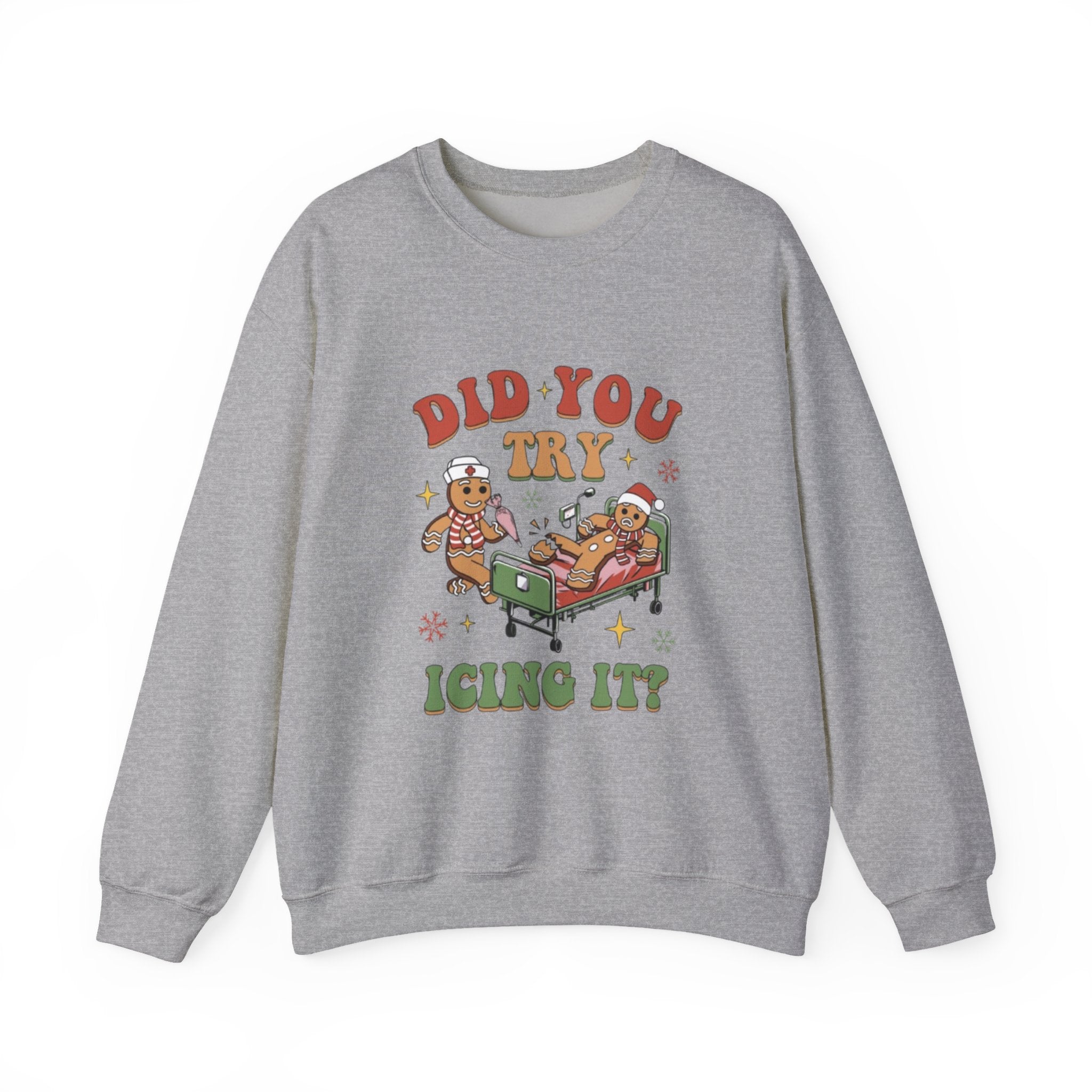 Holiday Gingerbread Sweatshirt — "Did You Try Icing It?" Cozy Christmas Crewneck by Printify