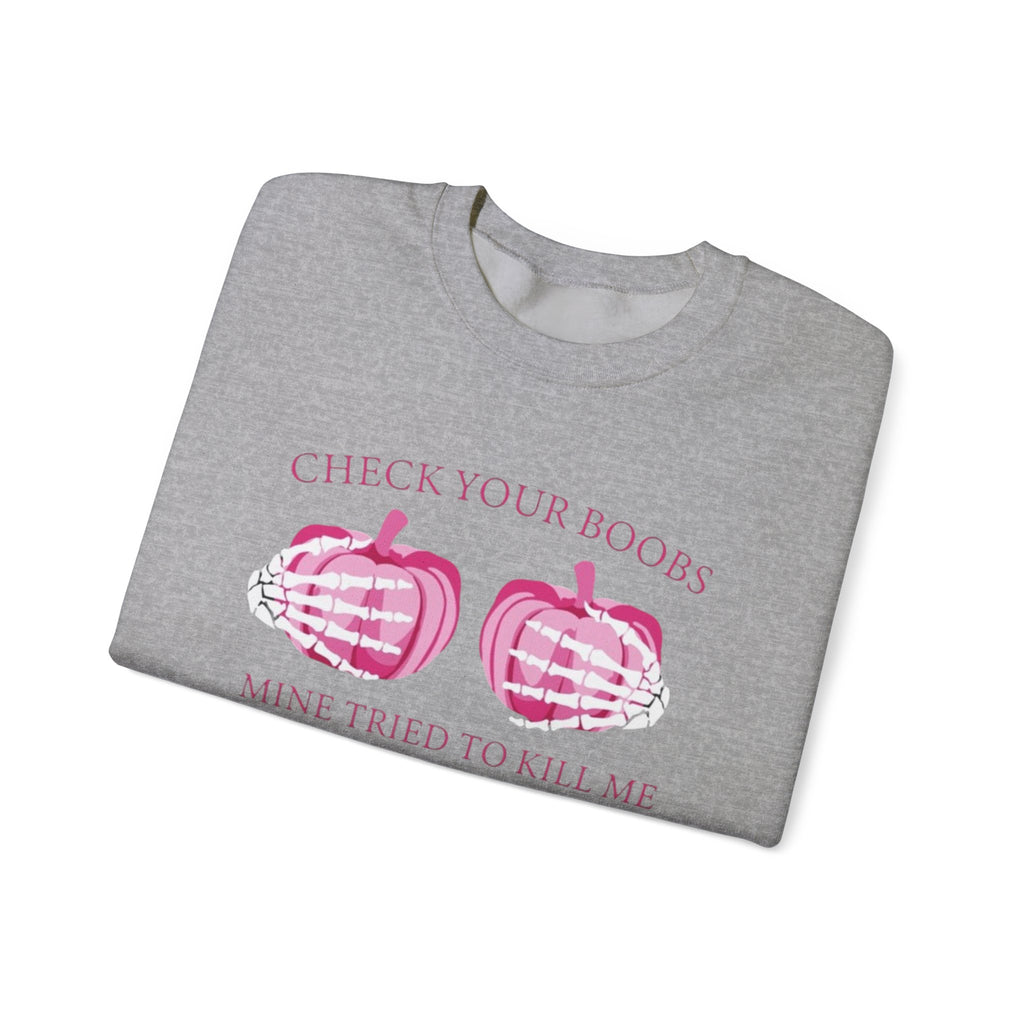 Breast Cancer Awareness Sweatshirt - Check Your Boobs by Printify