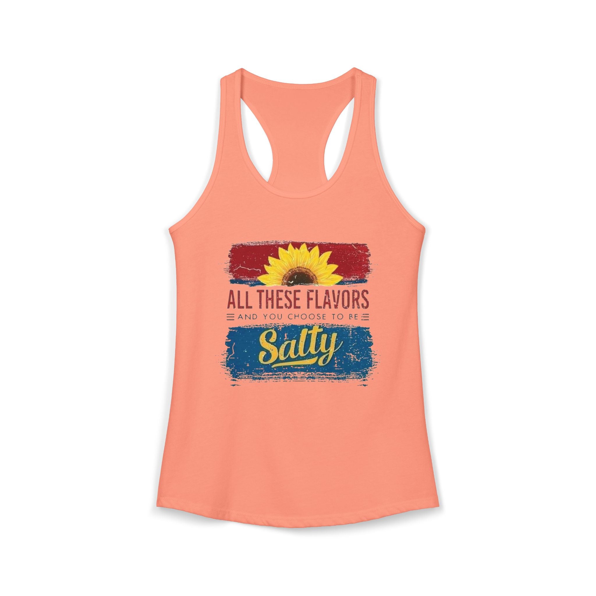 Salty Flavors Racerback Tank Top, Casual Summer Shirt, Beach Wear, Gift for Friends, Fun Party Top, Outdoor Activities by Printify