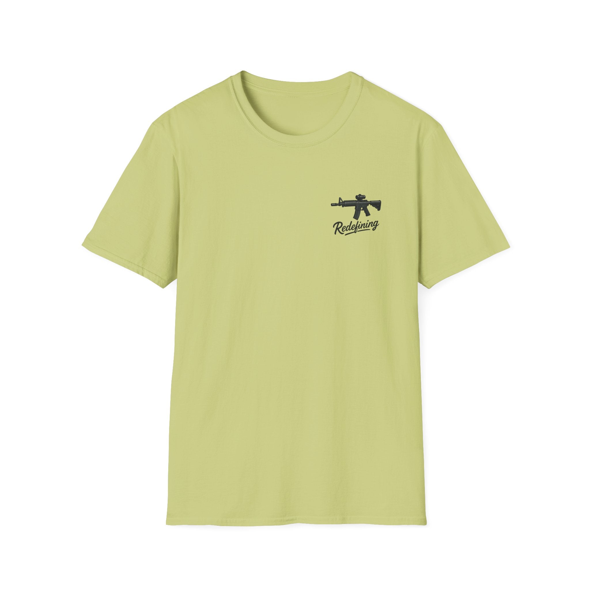 T-Shirt — 'Redefining' Rifle Minimalist Graphic Tee by Printify