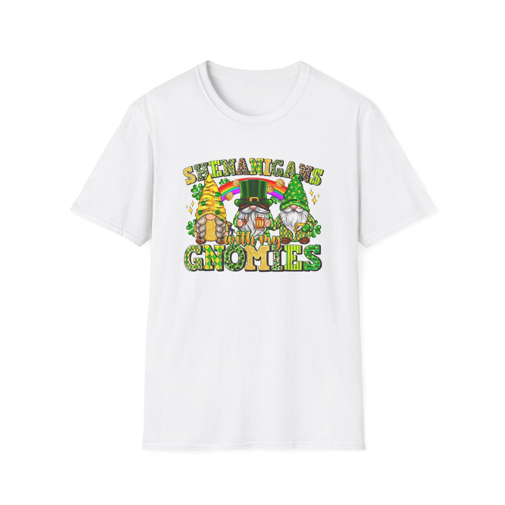 T-Shirt — "Shenanigans with My Gnomies" St. Patrick's Day Gnome Tee by Printify